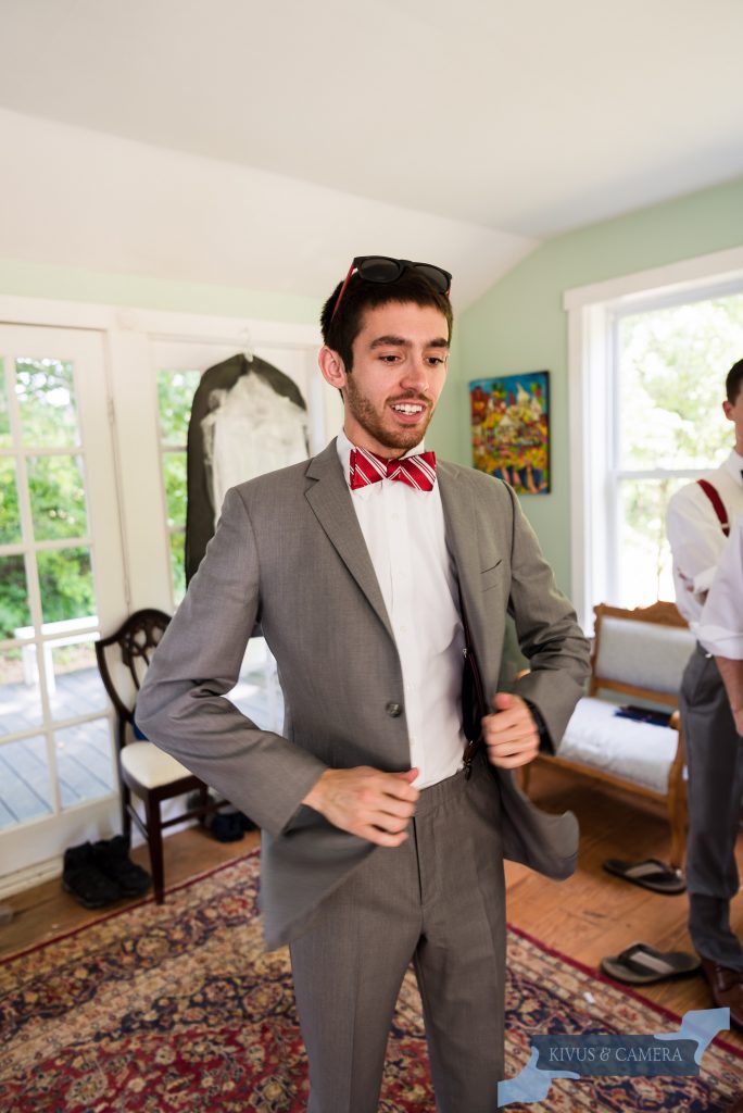 NC State groom in bowtie