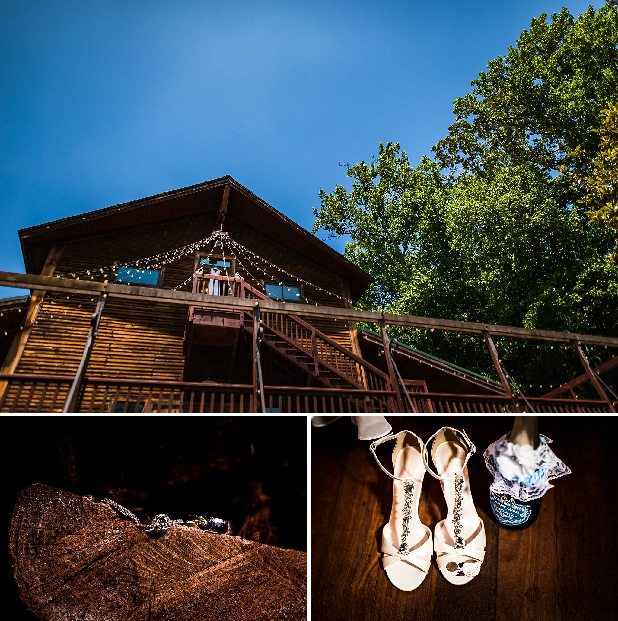 Barn at Valhalla Wedding details - photo of the venue, the rings, bride's shoes
