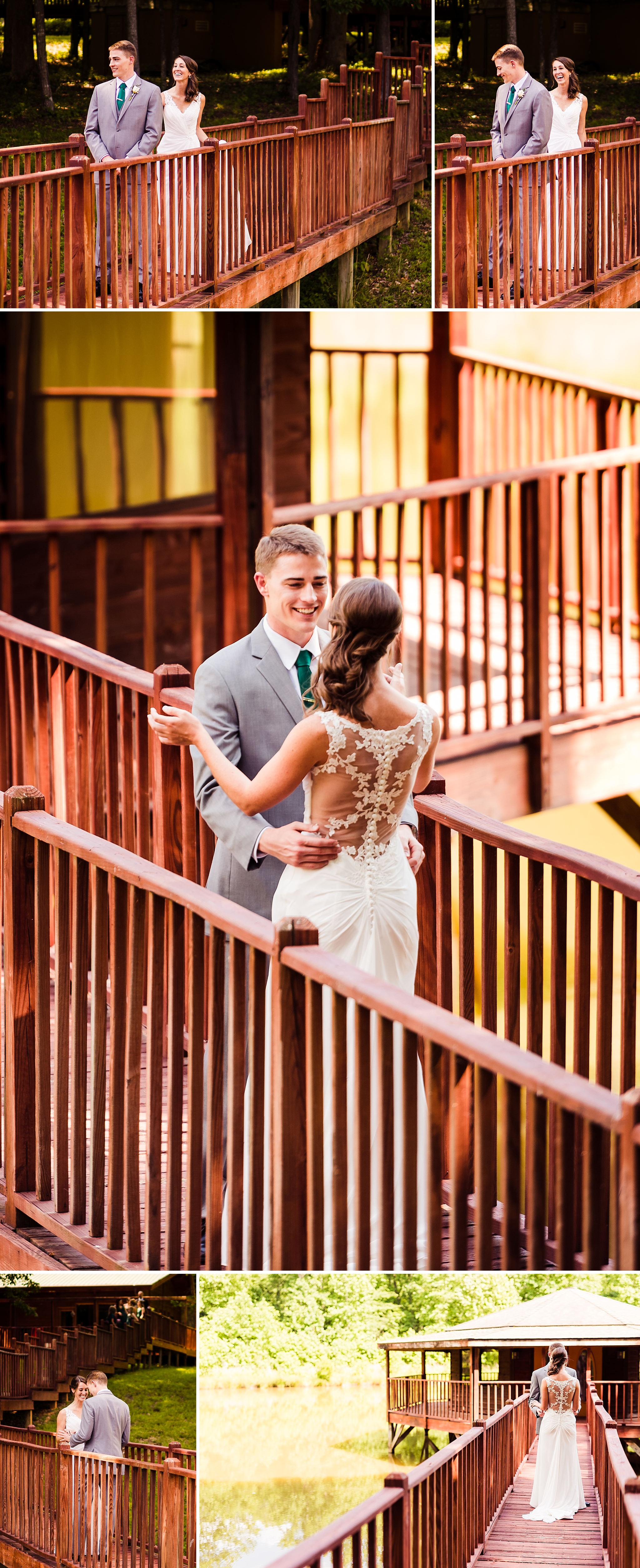 Bride and groom have their first look at the Barn at Valhalla | photographed by Chapel Hill wedding photographers