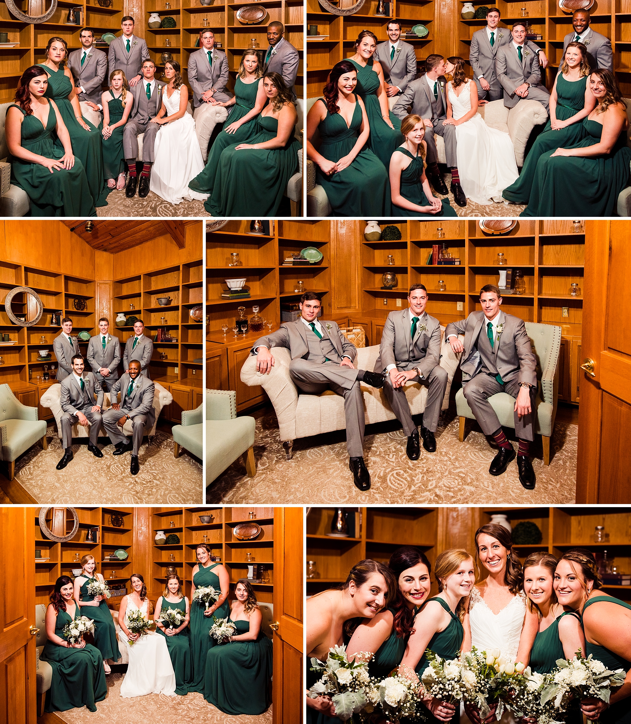 Portraits of a wedding party at a Barn at Valhalla Wedding from Raleigh wedding photographers