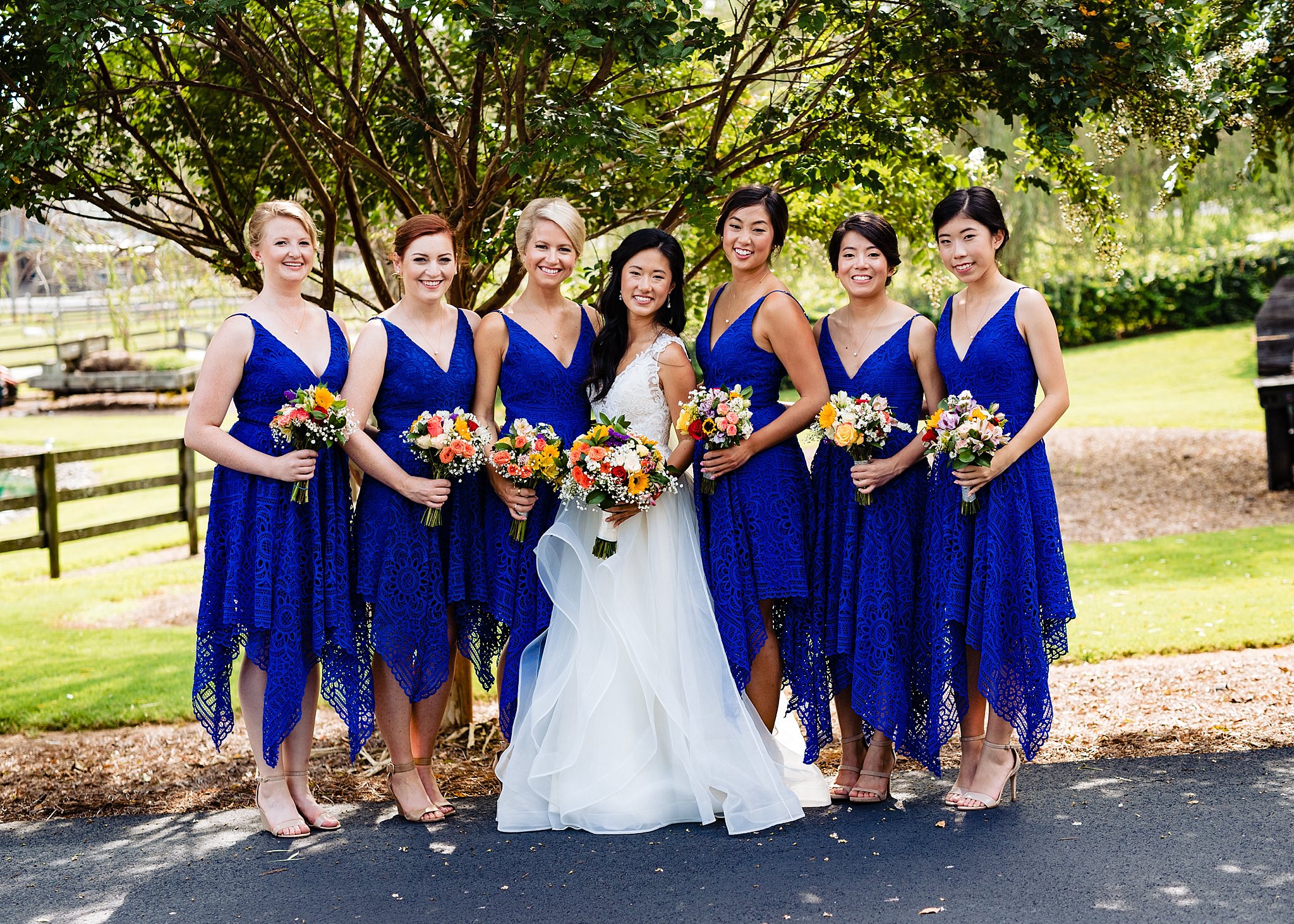Barn at Woodlake Meadows, Duke blue bridesmaid dresses