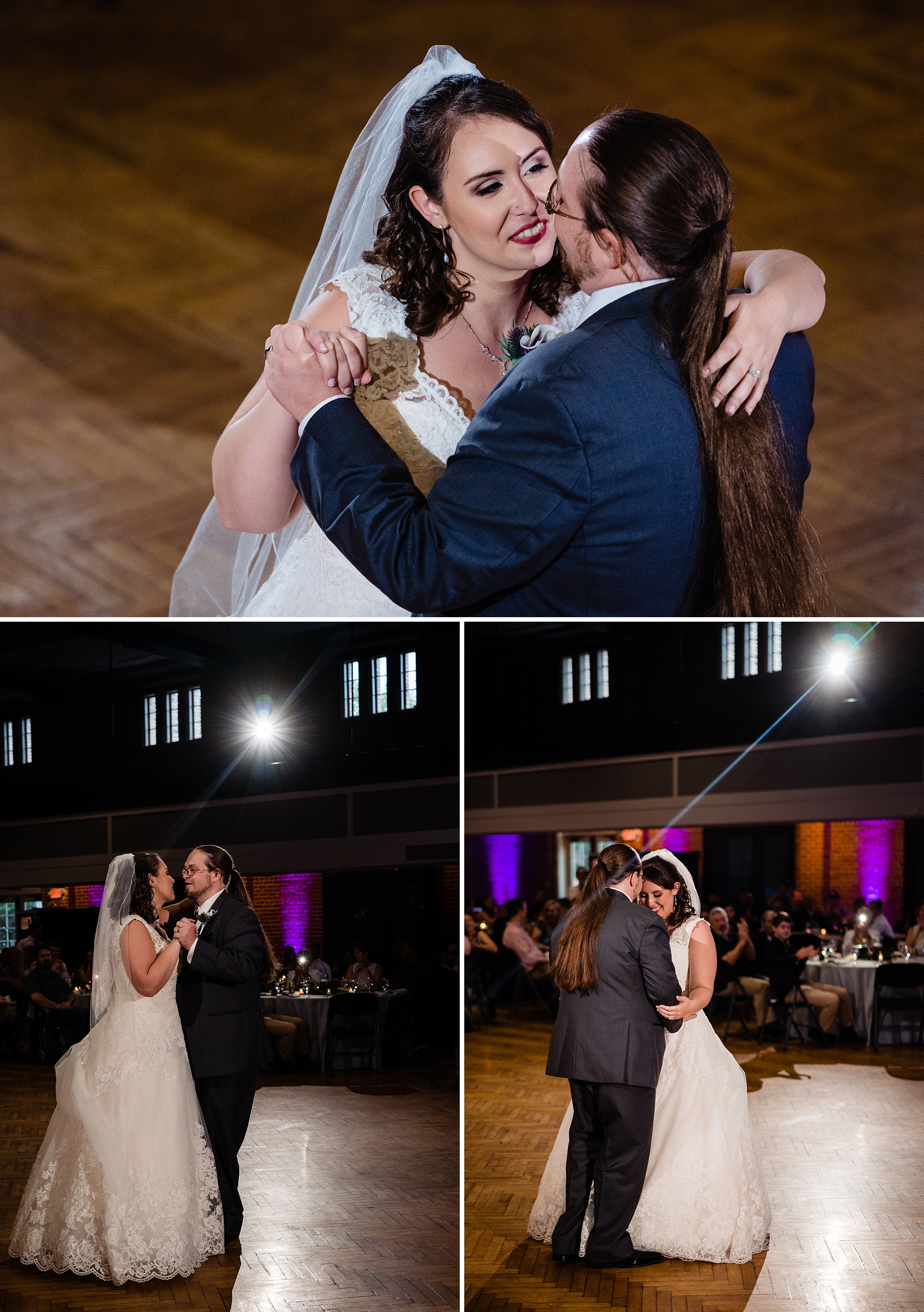 Bride and groom share their first dance at a Durham Armory Wedding from Durham, NC wedding photographers