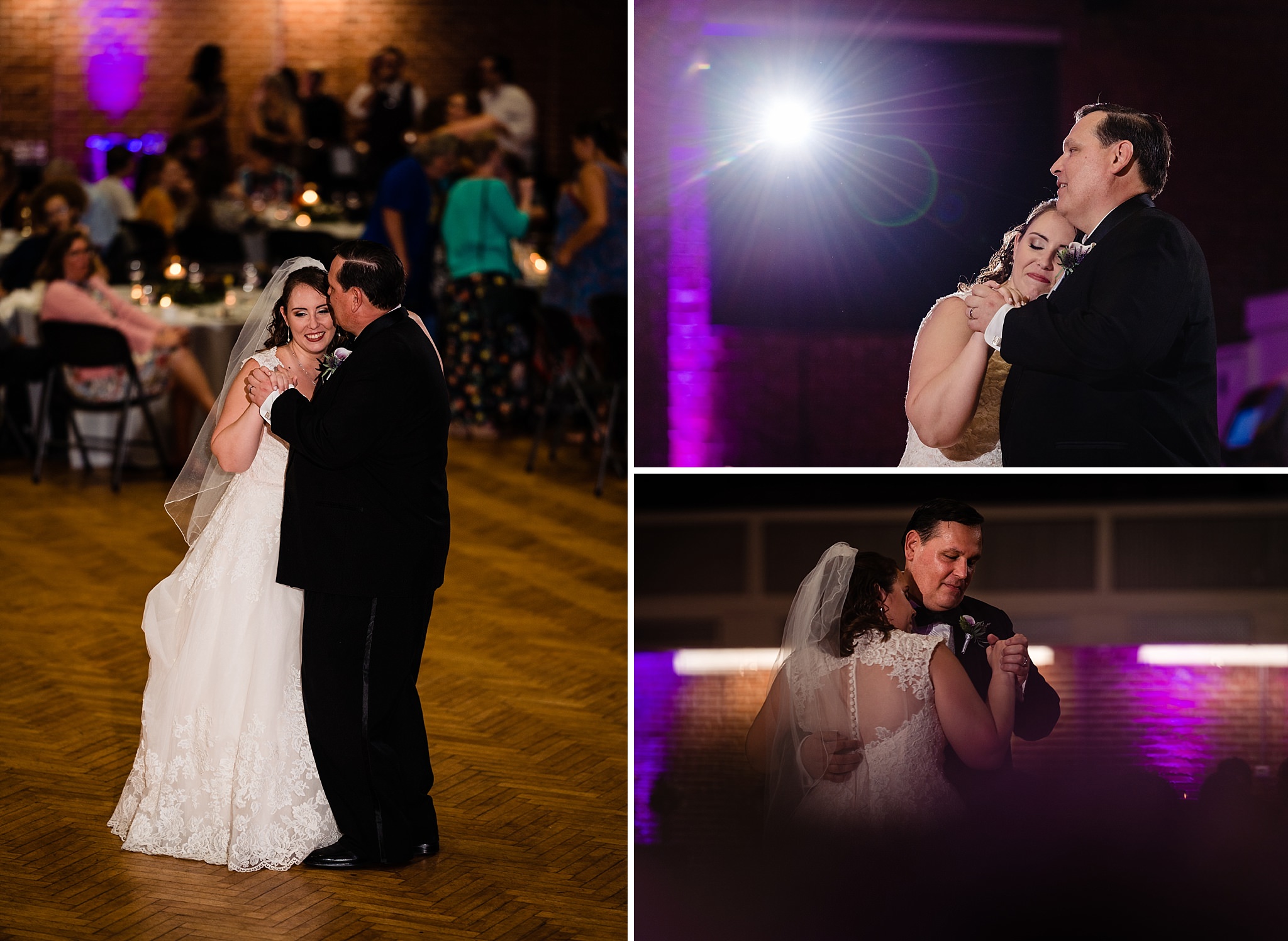 The bride and her father share a special dance during this Durham Armory wedding from Raleigh wedding photographers