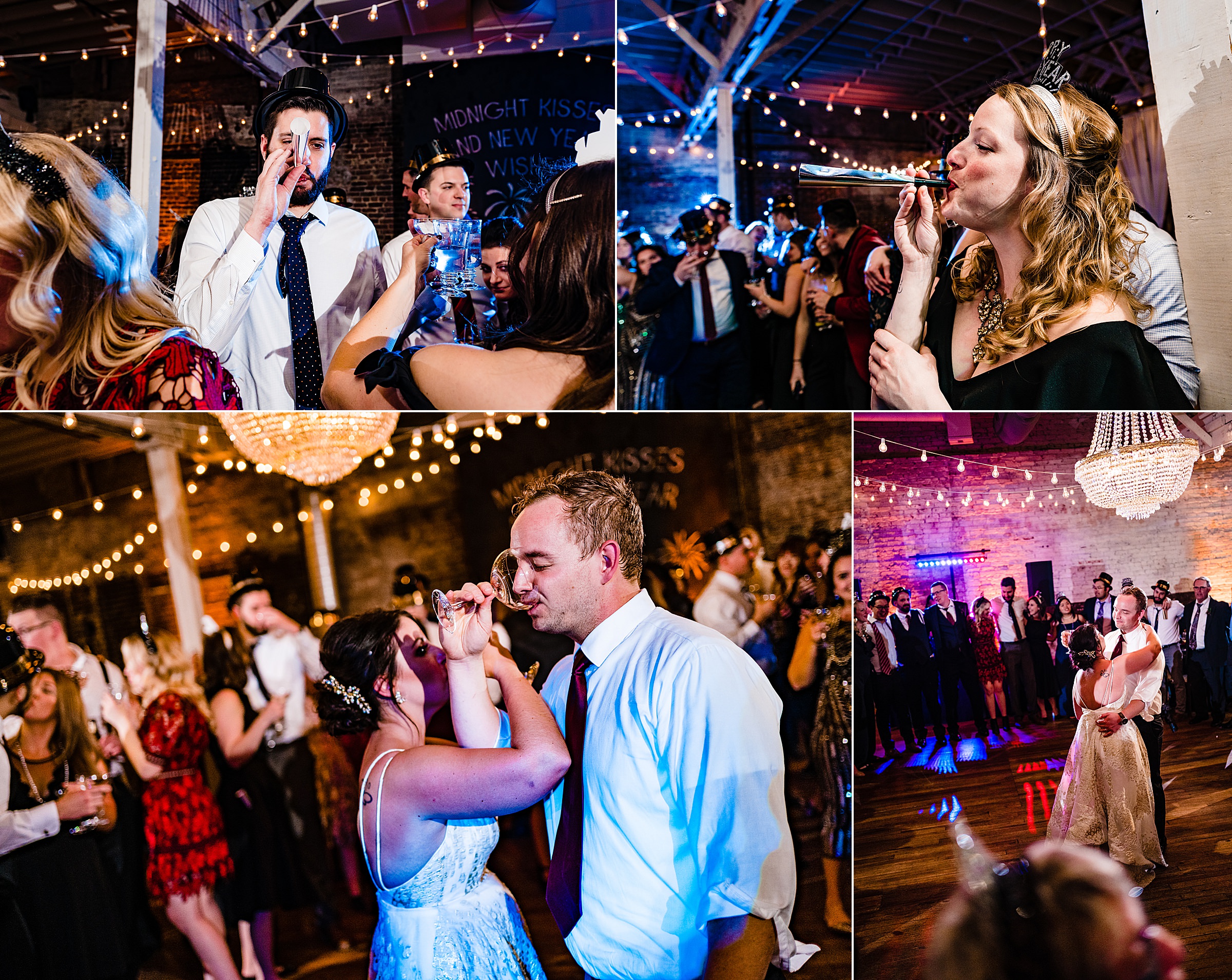 New Year's Eve wedding celebrations at the Stockroom in Raleigh, by Raleigh wedding photographers