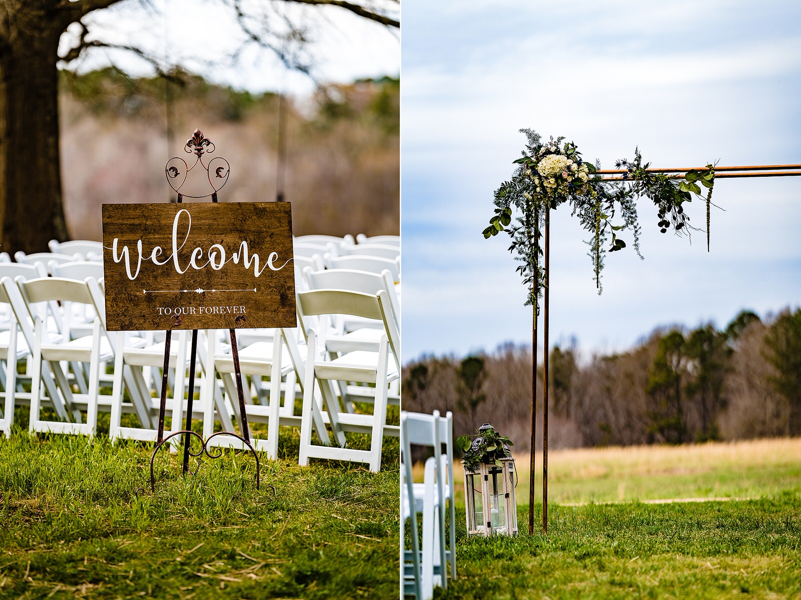 Outdoor Raleigh wedding ceremony at The Meadows at Firefly Farm