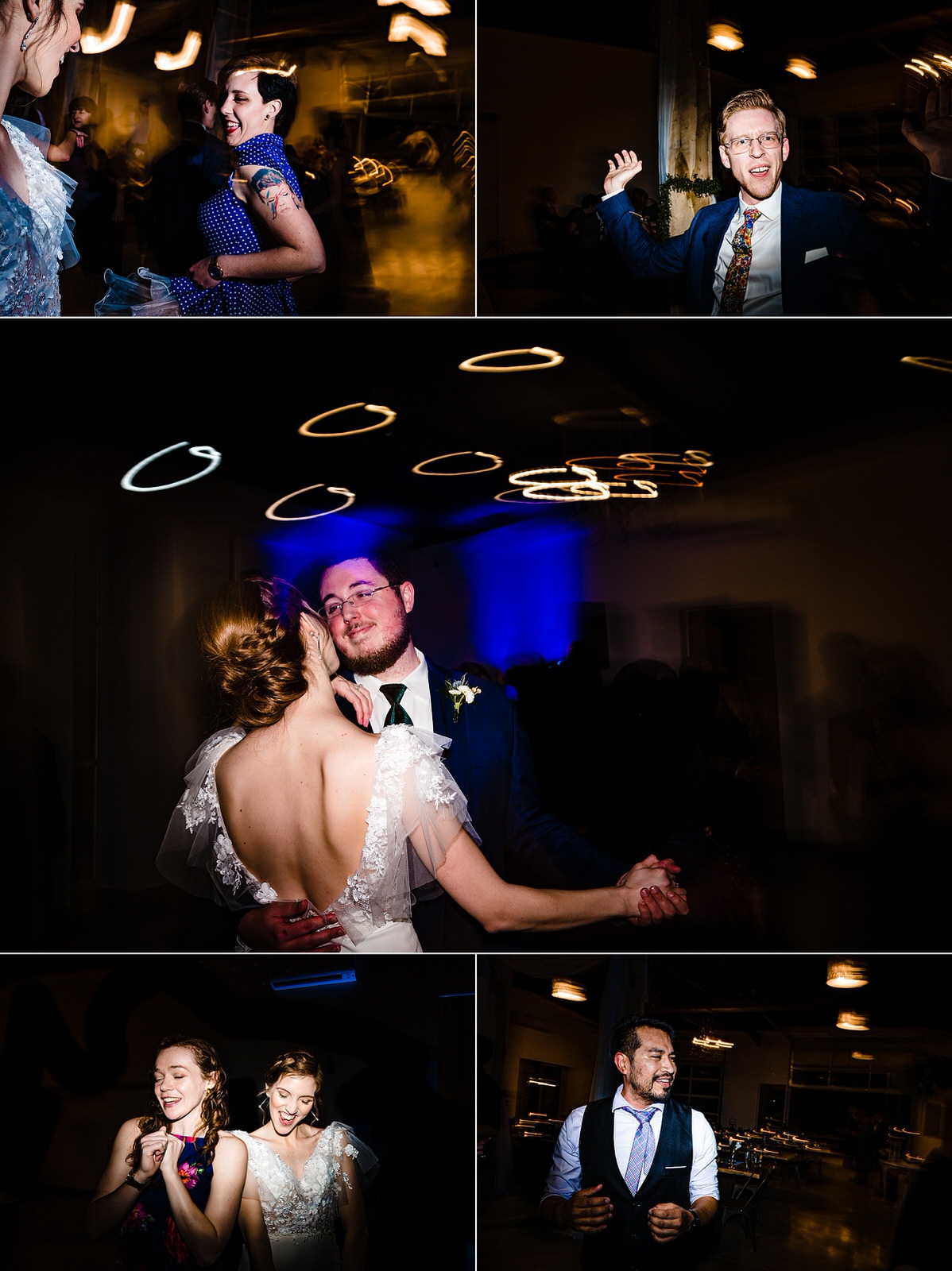Fun wedding reception at The Meadows Raleigh by Raleigh wedding photographers