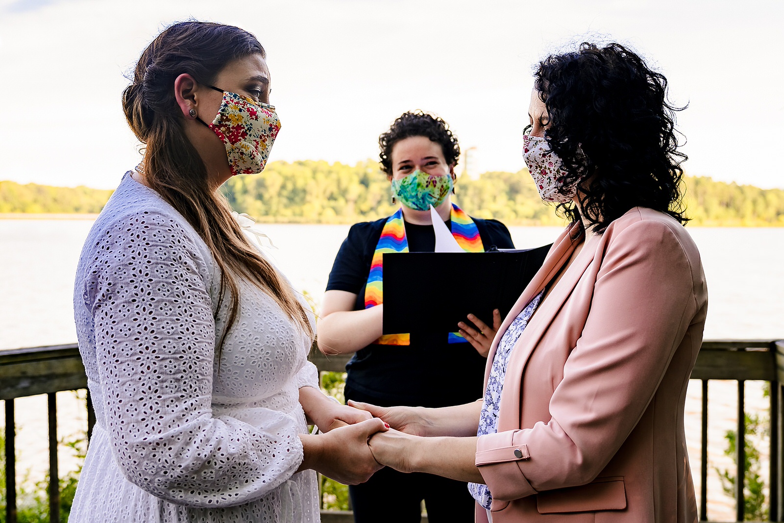 Same-sex elopement wedding ceremony by Raleigh wedding photographers Kivus & Camera. The officiant is Magical Weddings by Carly