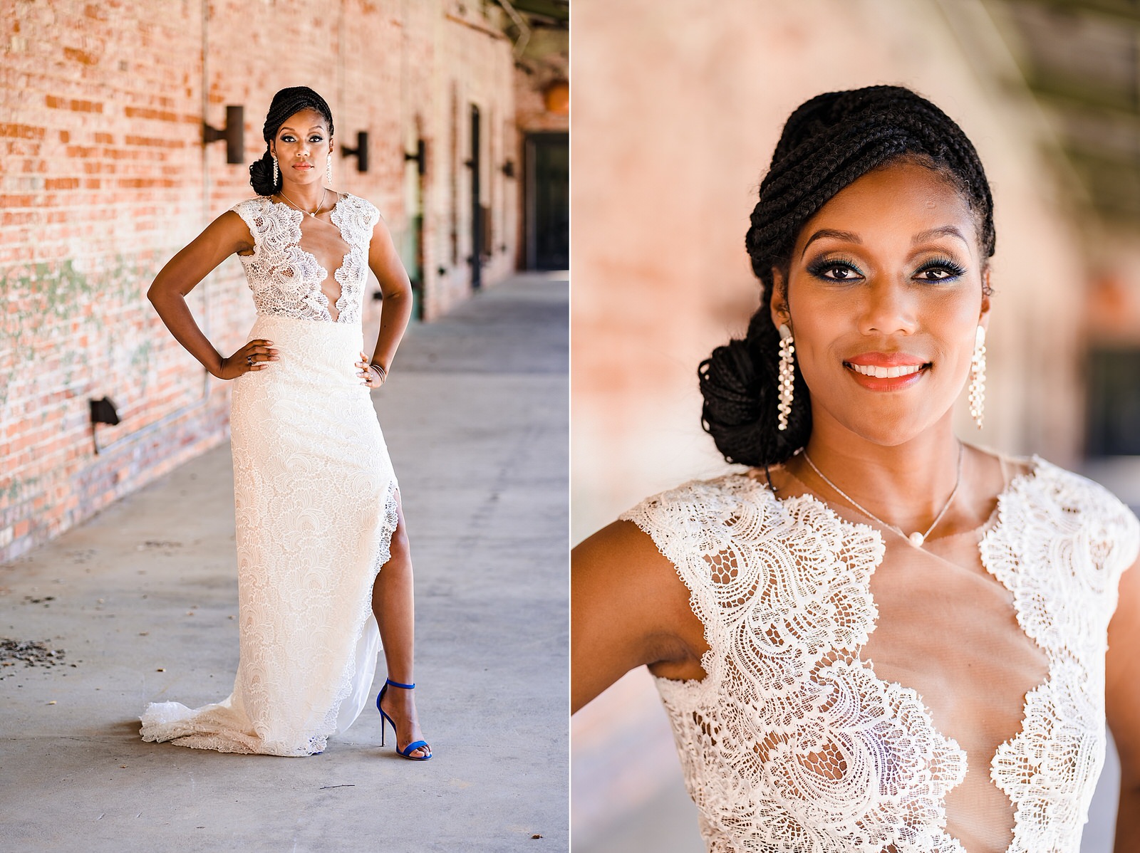 Bride poses in her Gavin Christianson Bridal gown. Hair by Belloviso, makeup by Sharon Davis Makeup Artistry