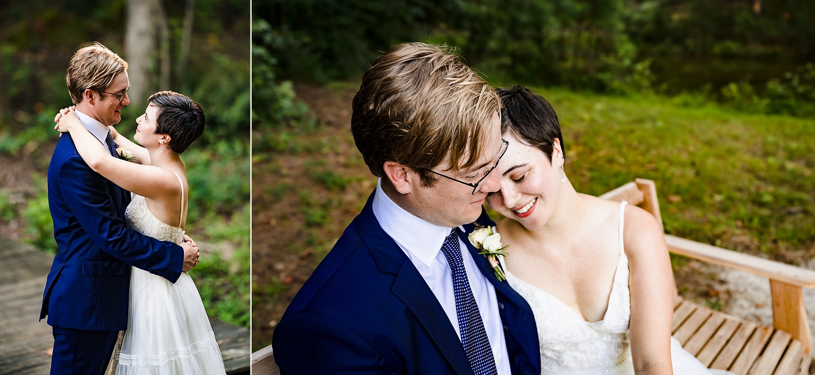 romantic portraits of a bride and groom during their chapel hill elopement