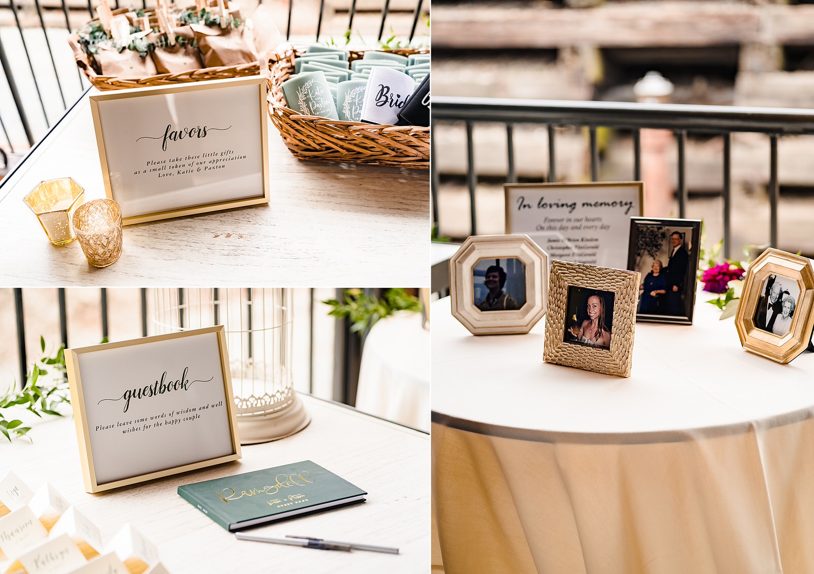 wedding ceremony details - memory table, guest book, and favors