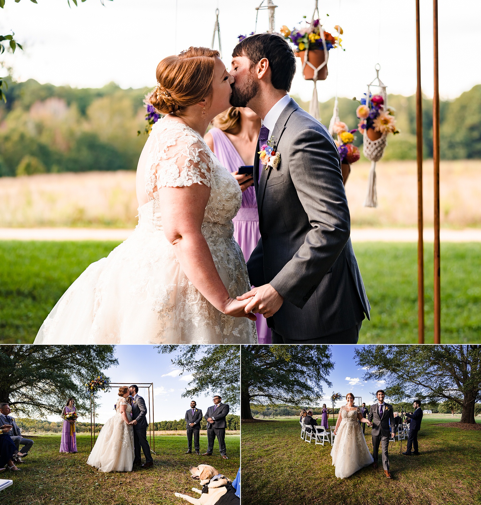 First kiss and recessional at an intimate wedding ceremony