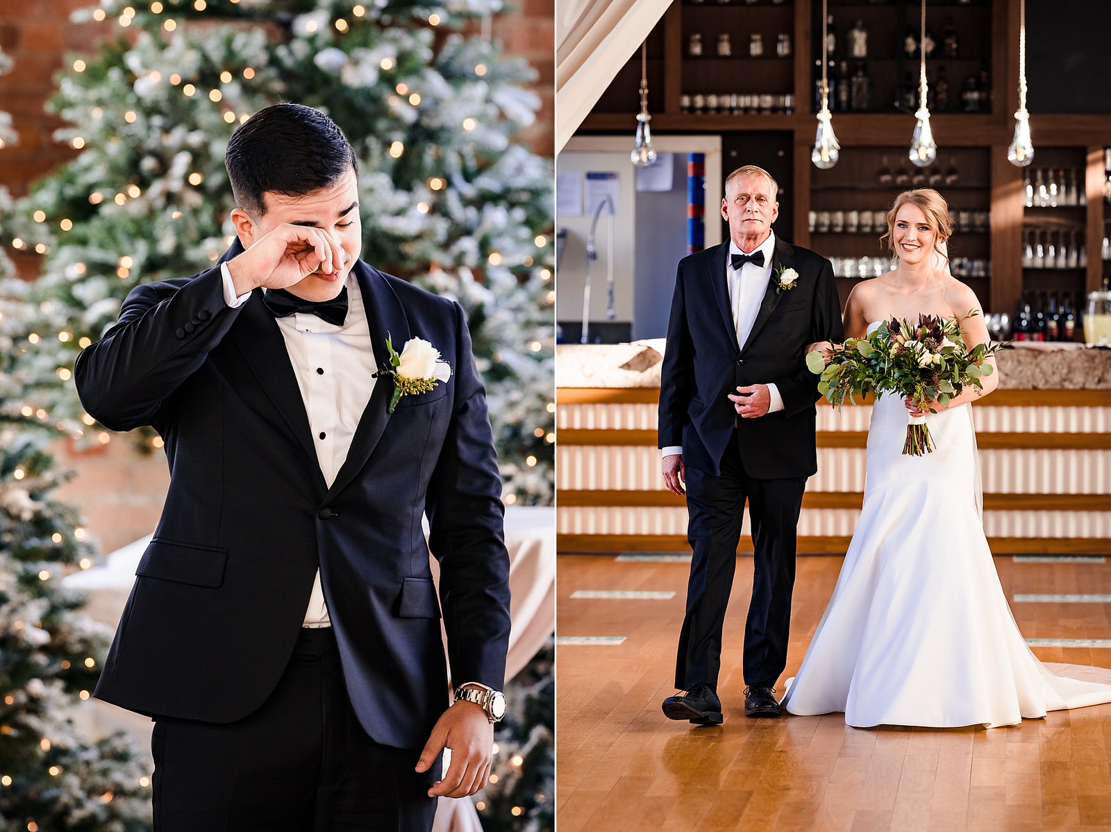The groom's reaction at this Christmas wedding is so sweet