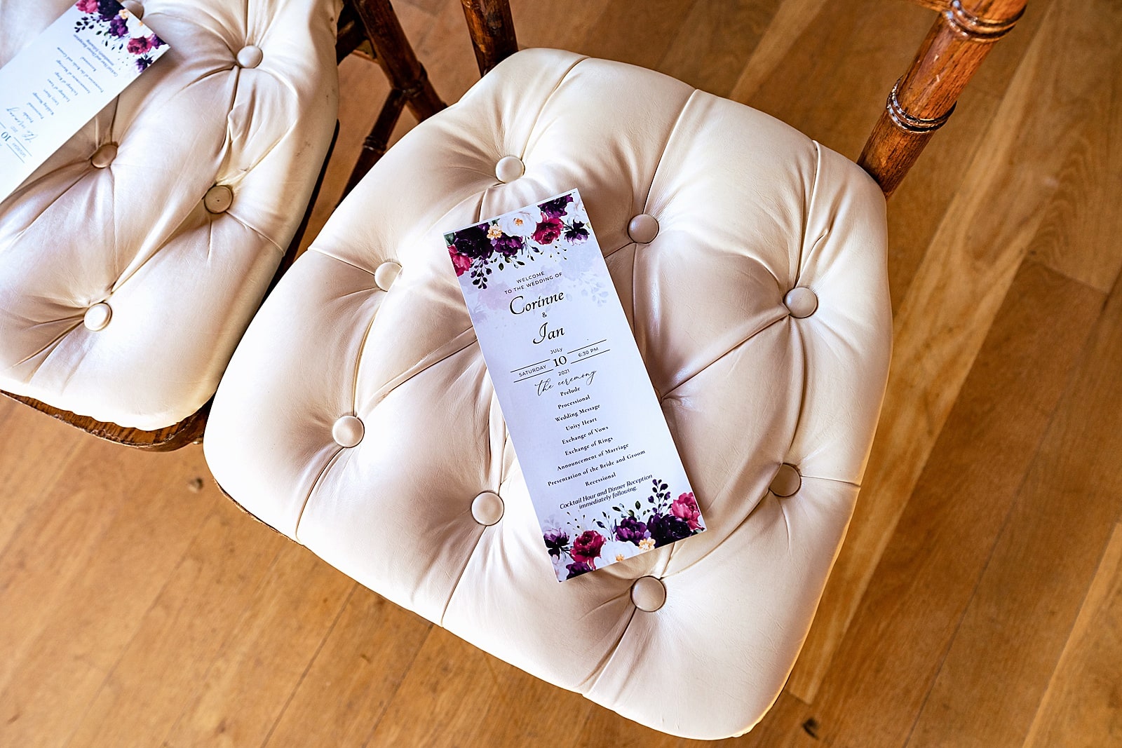 Purple wedding details at the Cotton Room wedding