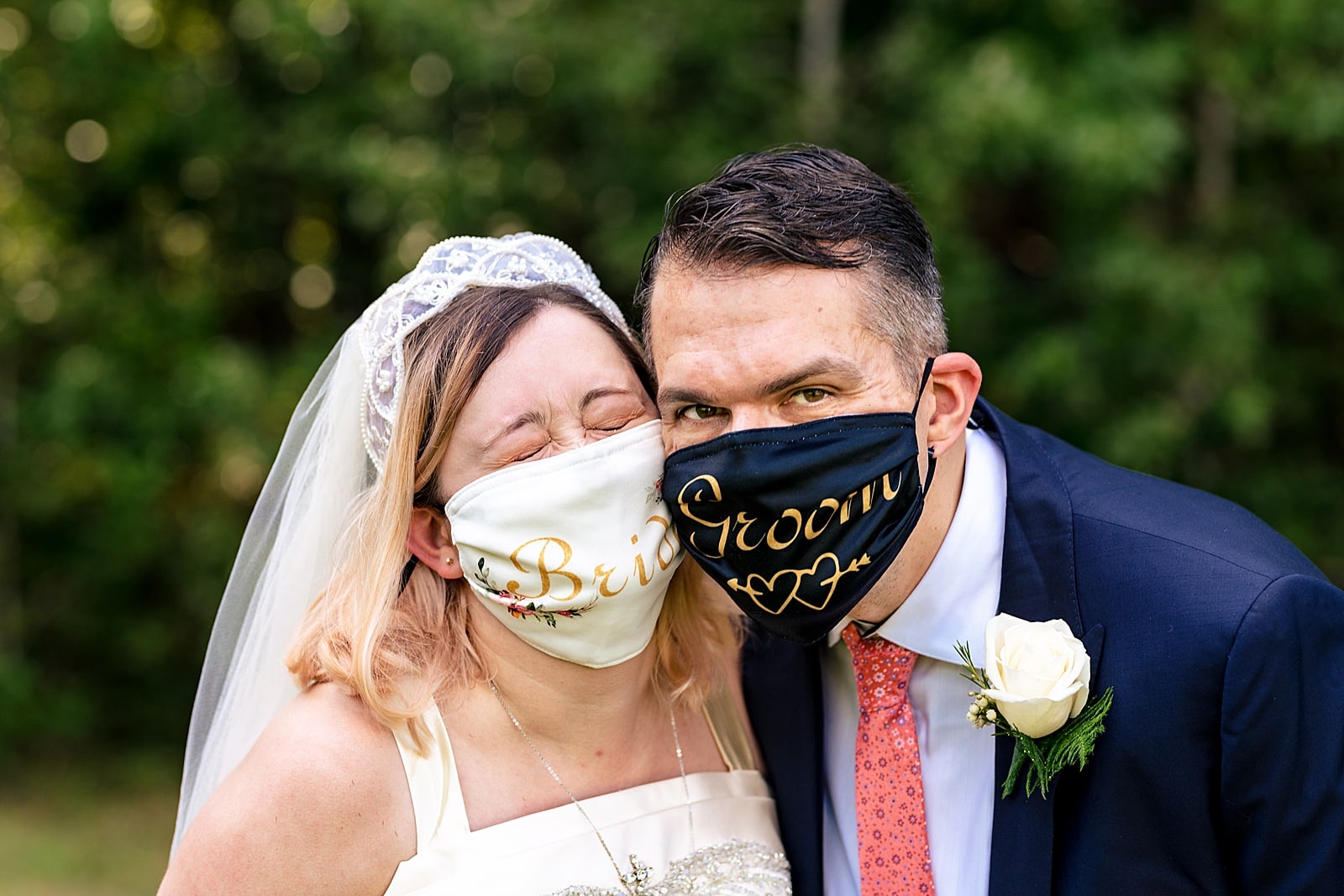 bride & groom masks for covid wedding