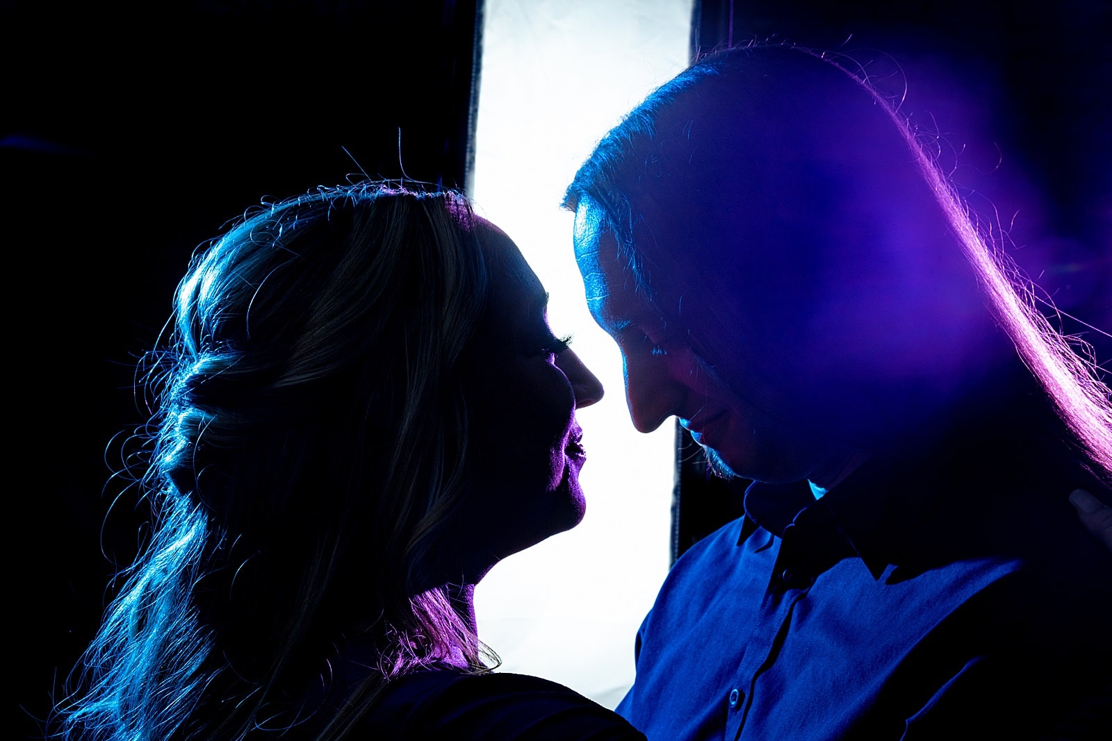 after dark engagement photo session - creative lighting and dramatic portraits