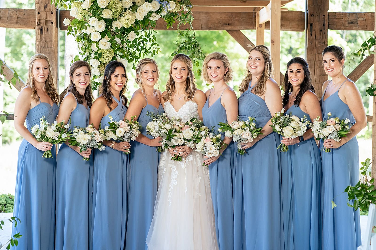 carolina blue bridesmaids dresses at Lavender Oaks farm