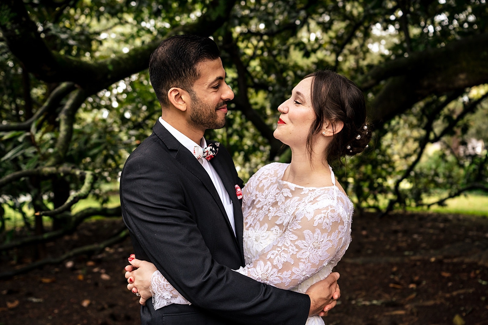 this bride wore her grandmother's wedding gown and it had stunning lace and pearl detail!