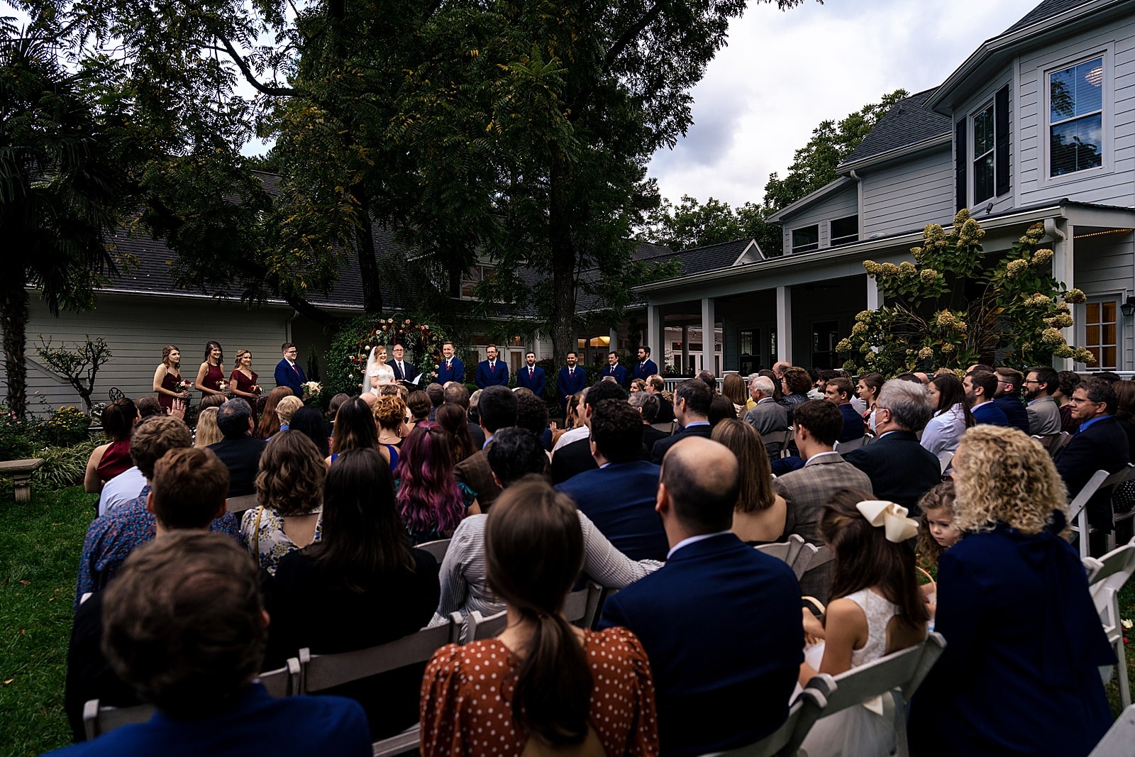 Outdoor wedding ceremony at Matthews House