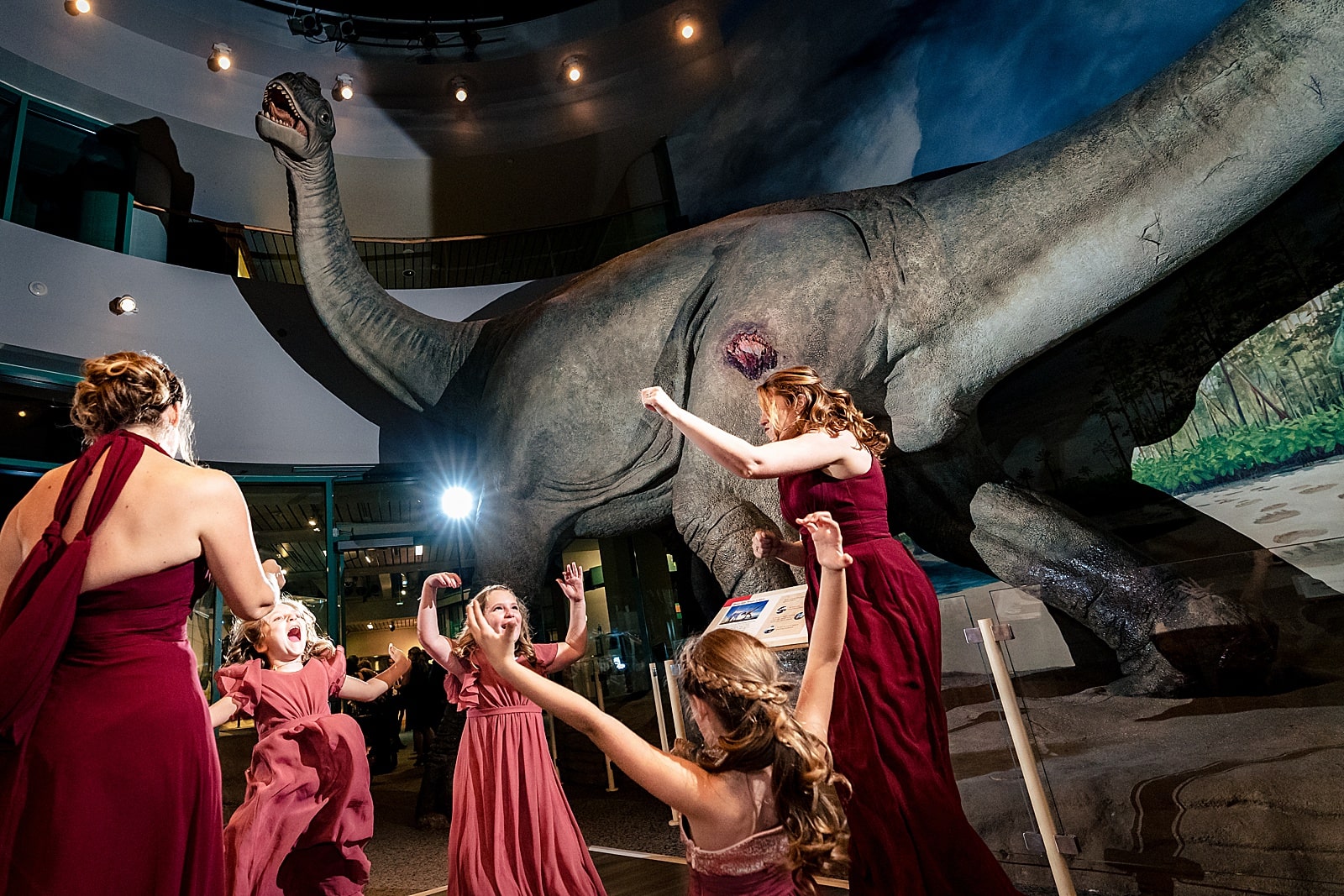 Science Museum wedding reception means there are dinosaurs on the dance floor