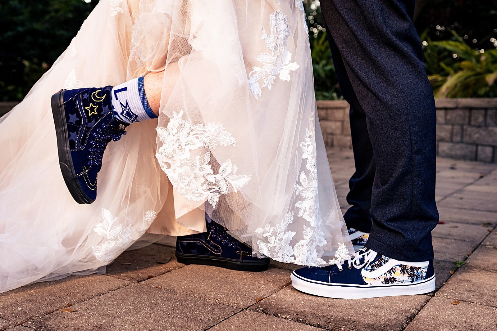 this couple wore custom vans shoes on their wedding day