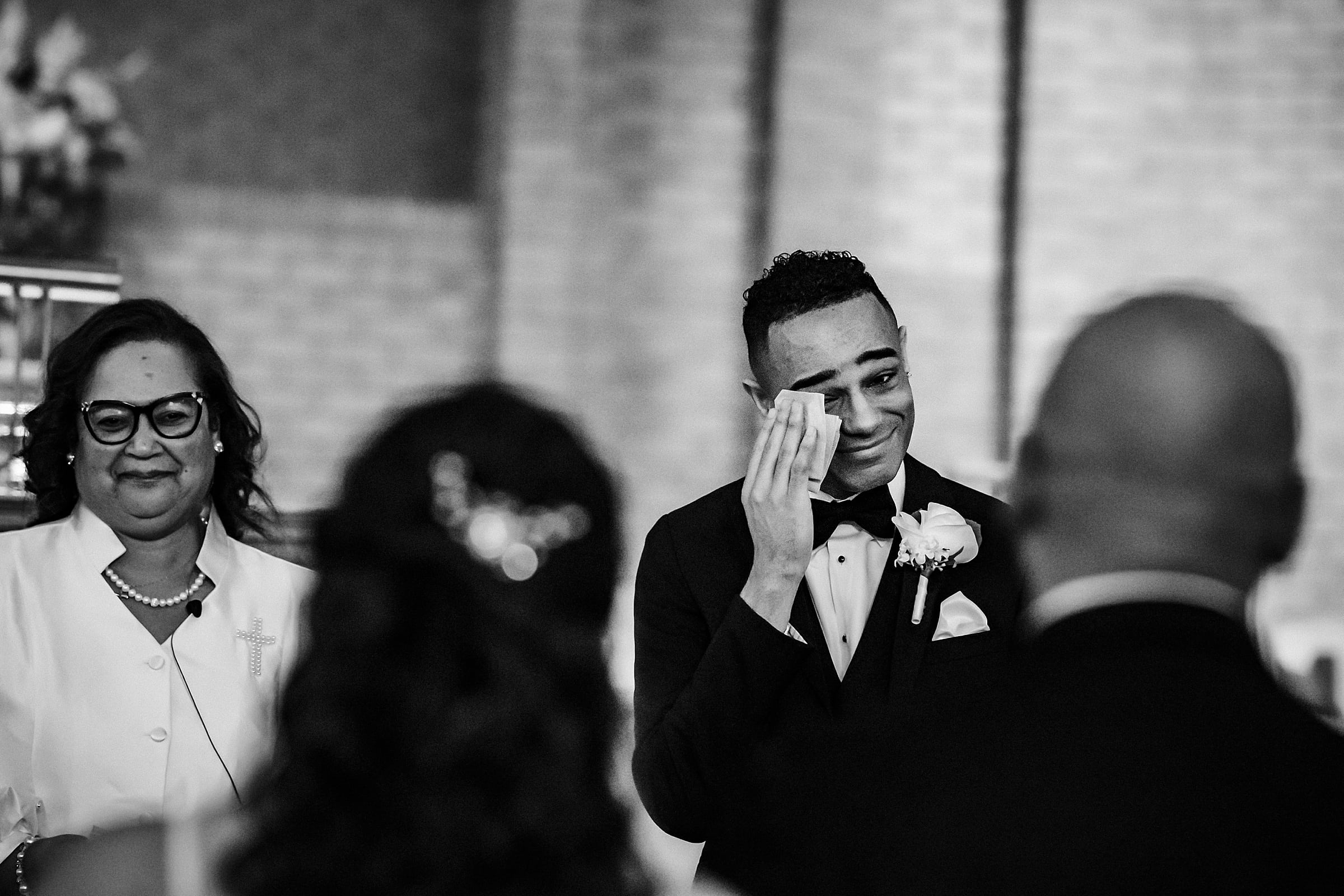 groom's emotional reaction to bride walking down the aisle | photos by Kivus & Camera