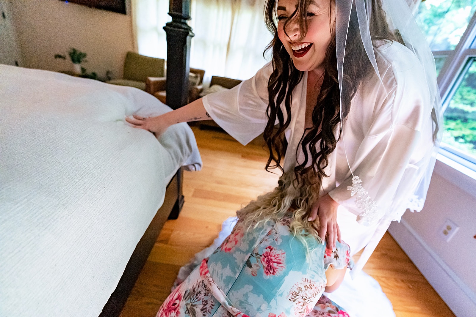 bride gets ready at a mountain cabin wedding | photos by Kivus & Camera