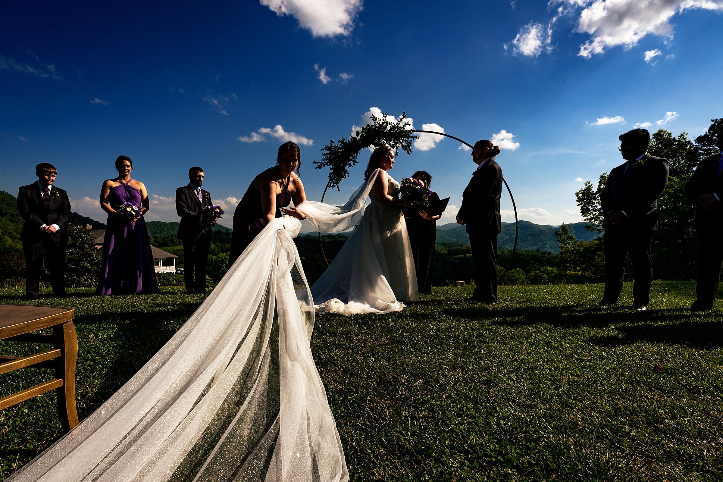 Mountain top wedding ceremony in Asheville, NC at The Ridge | Kivus & Camera