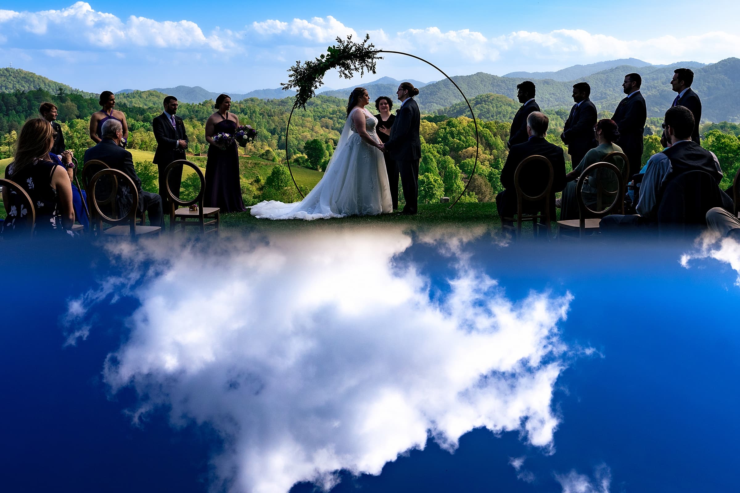 Mountain top wedding ceremony in Asheville, NC at The Ridge | Kivus & Camera