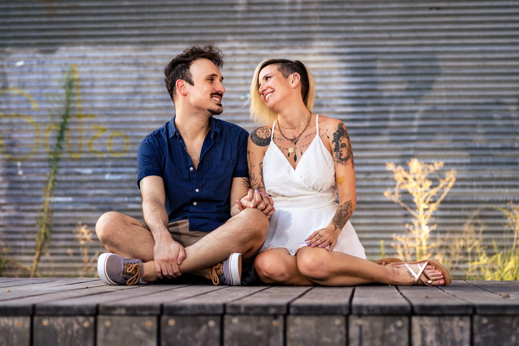 Downtown Raleigh warehouse district is a great engagement photo location | photos by Kivus & Camera