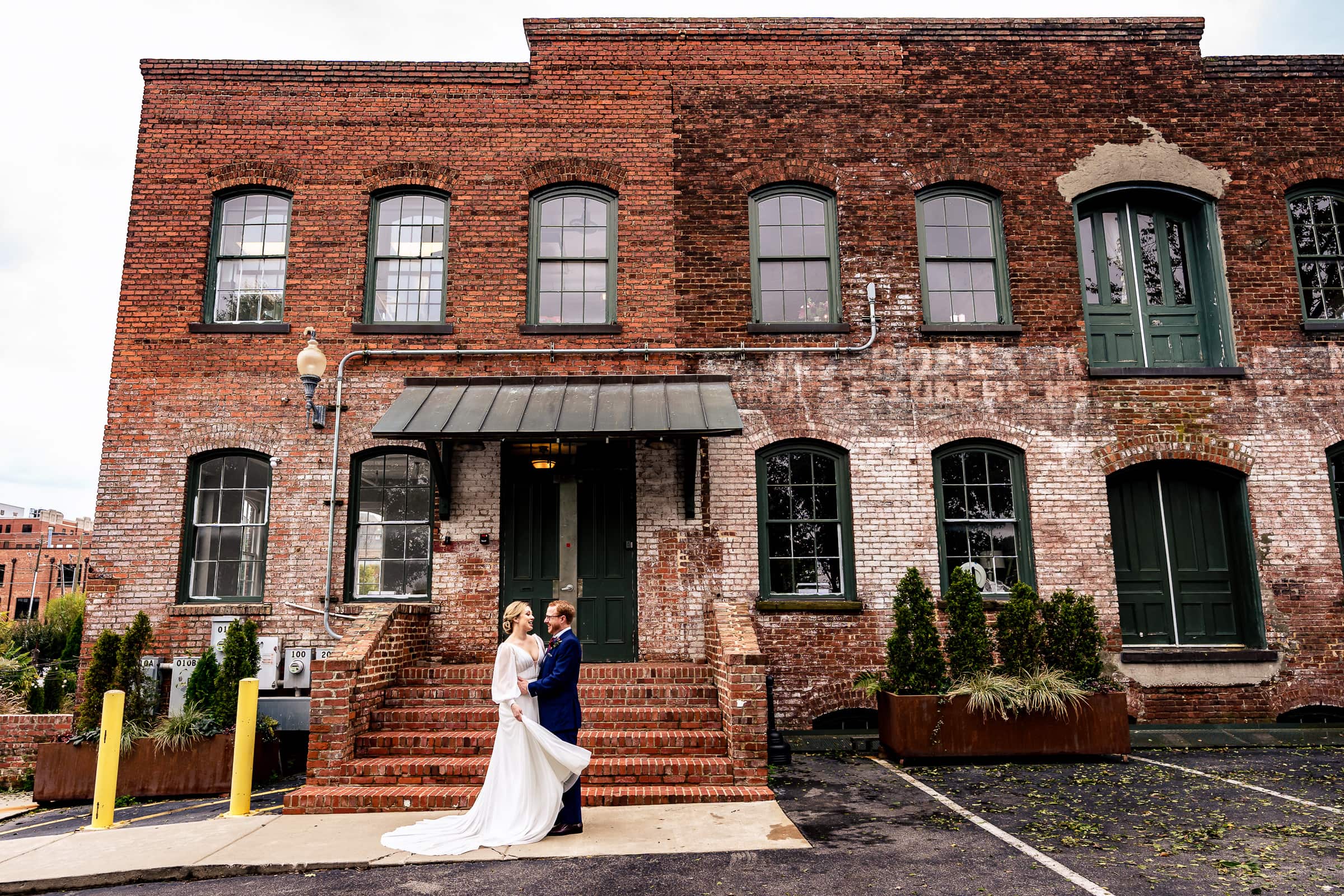 Wedding portrait at Melrose Knitting Mill, a historic Raleigh venue | photos by Kivus & Camera