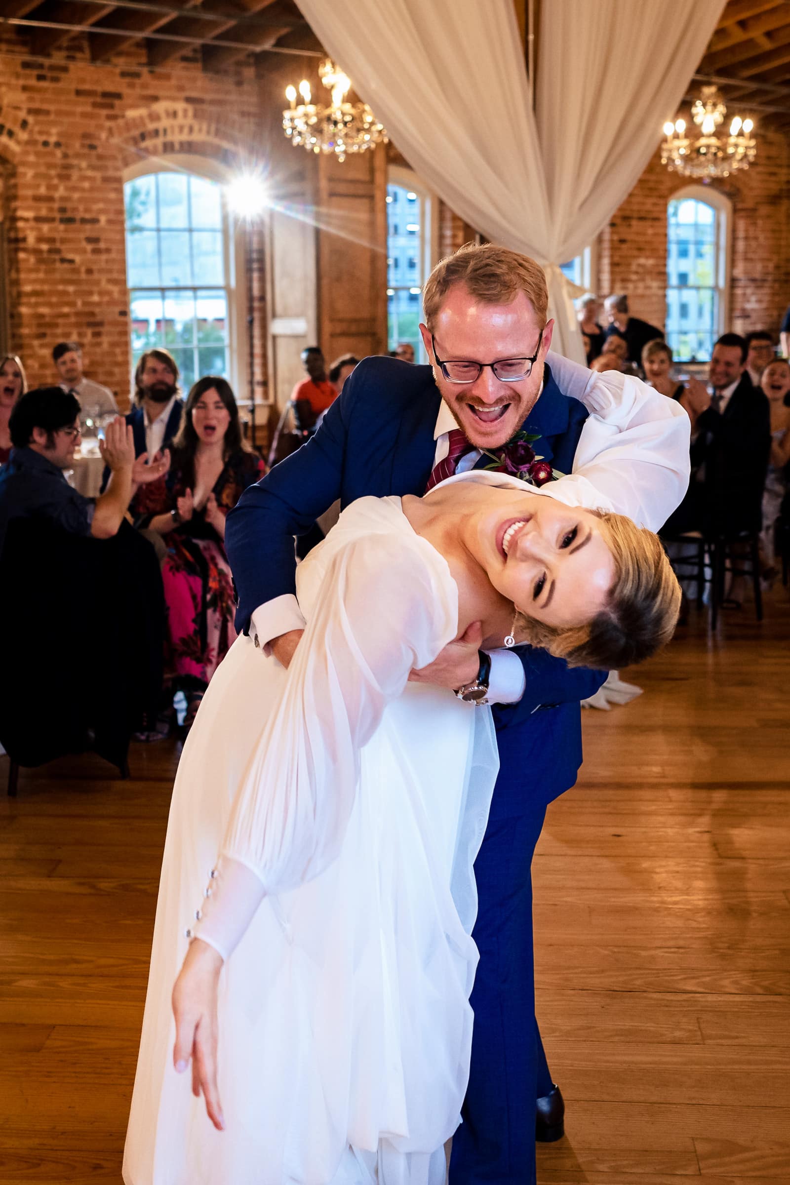 Couple's first dance at Melrose Knitting Mill in Raleigh, NC | photos by Kivus & Camera