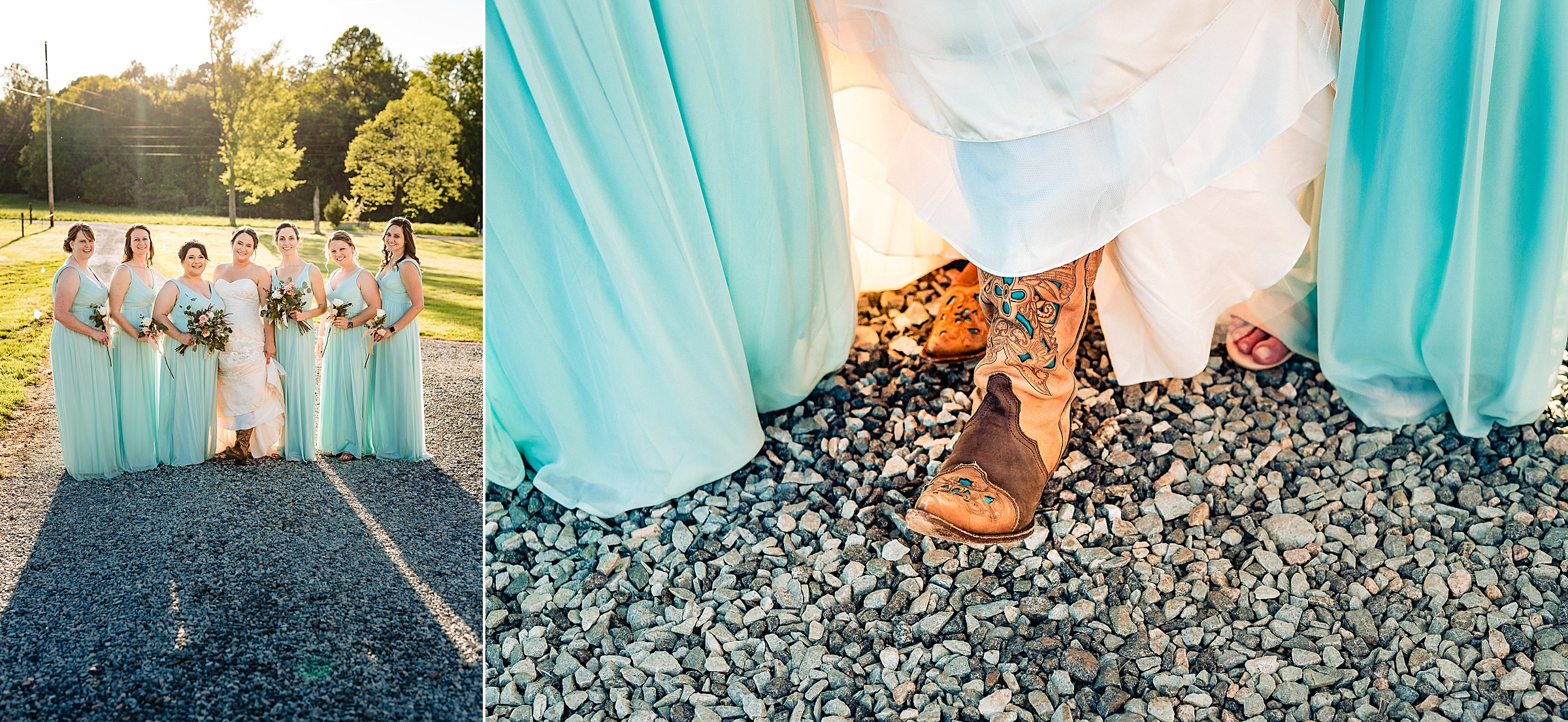 Bride in cowboy boots
