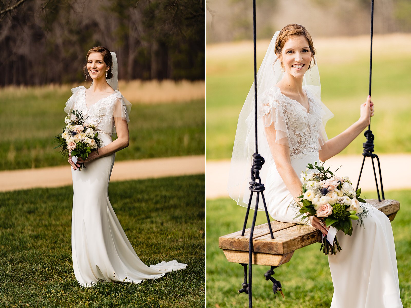 Portraits of a bride at The Meadows Raleigh by Raleigh wedding photographers