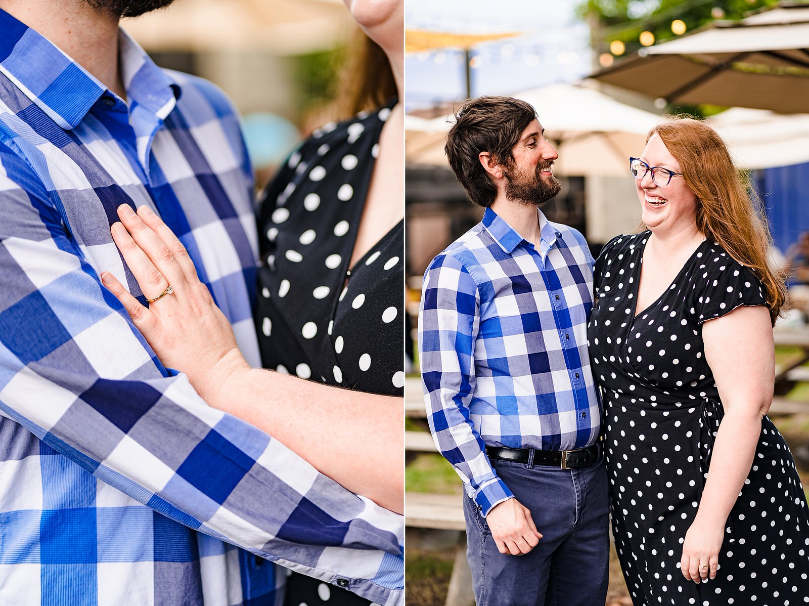 Portraits of a man and a woman during Durham engagement photos