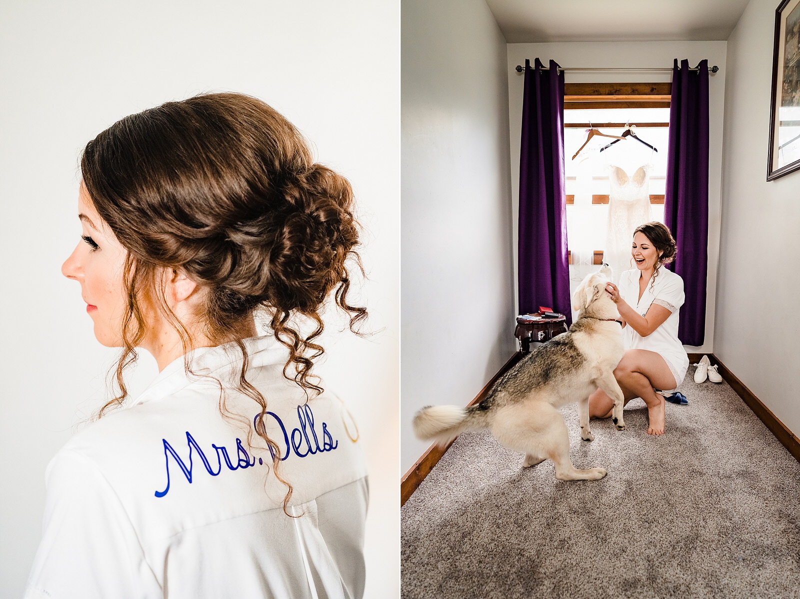 Bride's dog visits while she's getting ready
