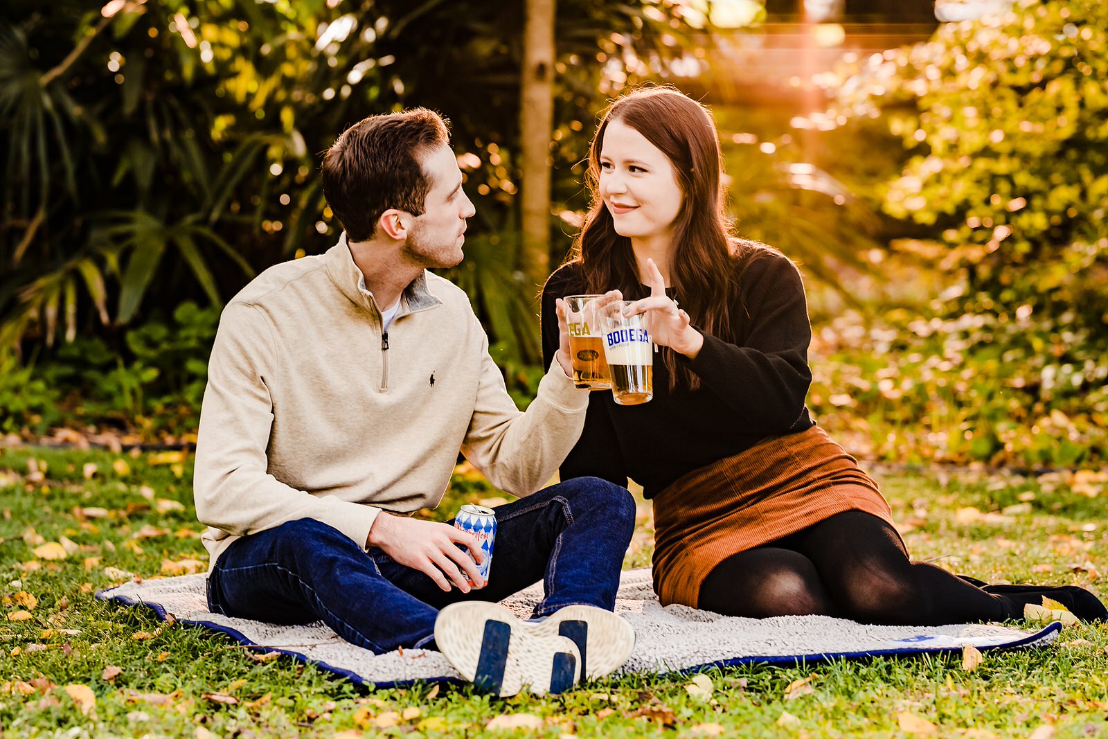 Fall picnic engagement photos in Chapel Hill