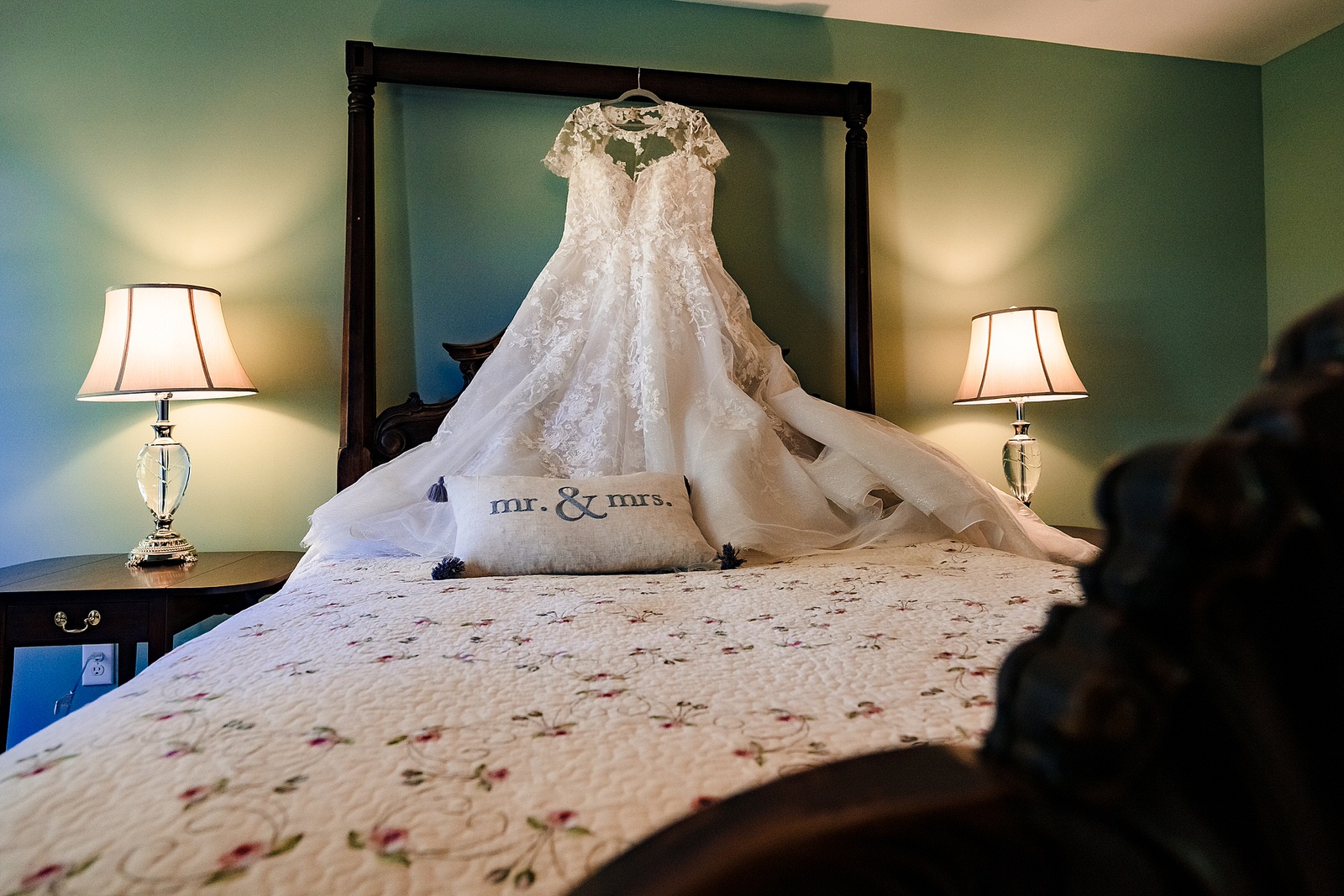 Wedding dress at the Meadows Raleigh Aerie House