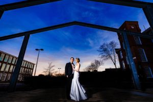 Make note of sunset time in your wedding timeline and don't be afraid to have blue hour portraits too!