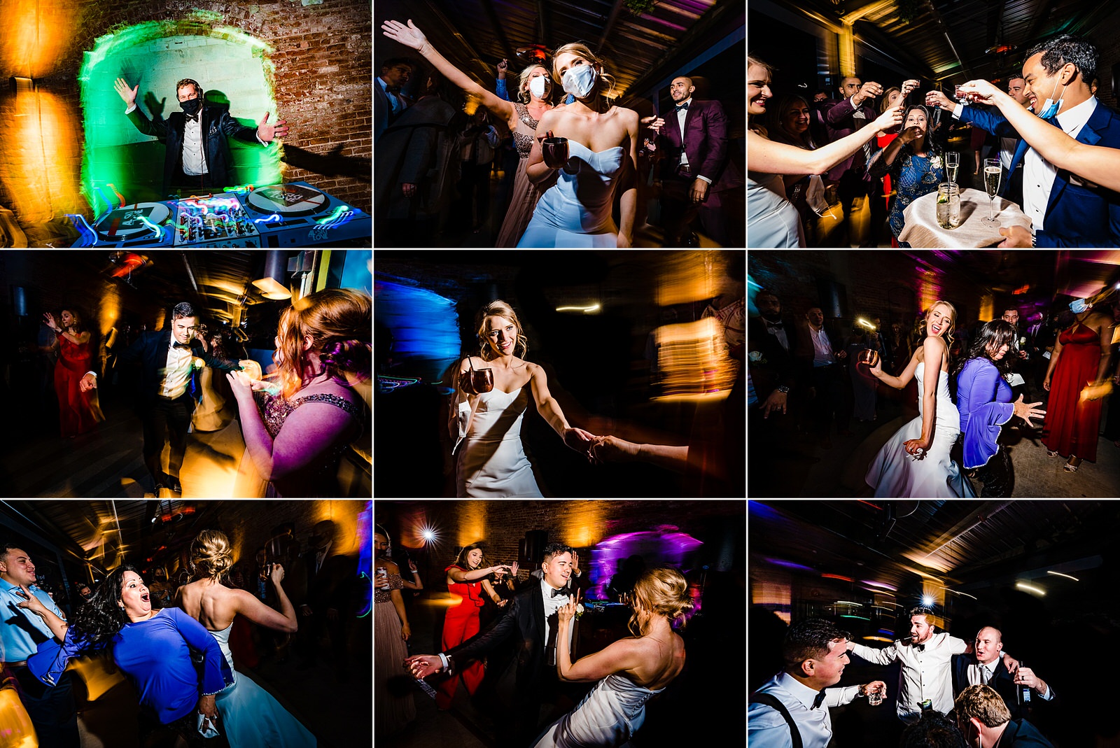 A great DJ, colorful lights, and a fun crowd make for the best wedding receptions