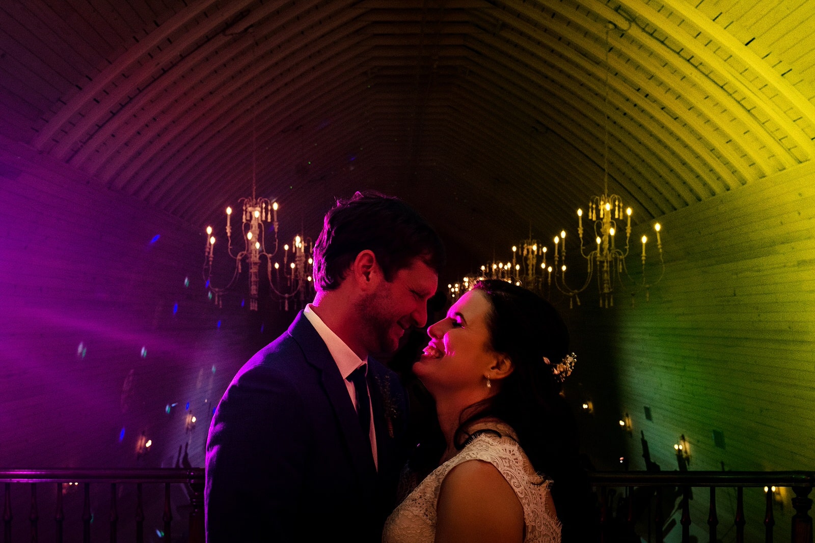 Dramatic and colorful wedding portrait at Wakefield Barn - Creative Raleigh Wedding Photographers