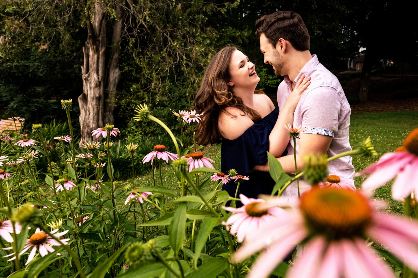 Raleigh Rose Garden is a great engagement photo location