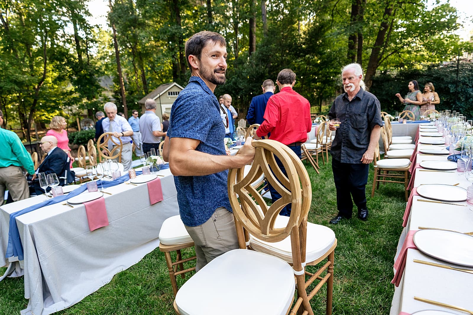 Don't be afraid to put your friends to work at your DIY wedding in the backyard