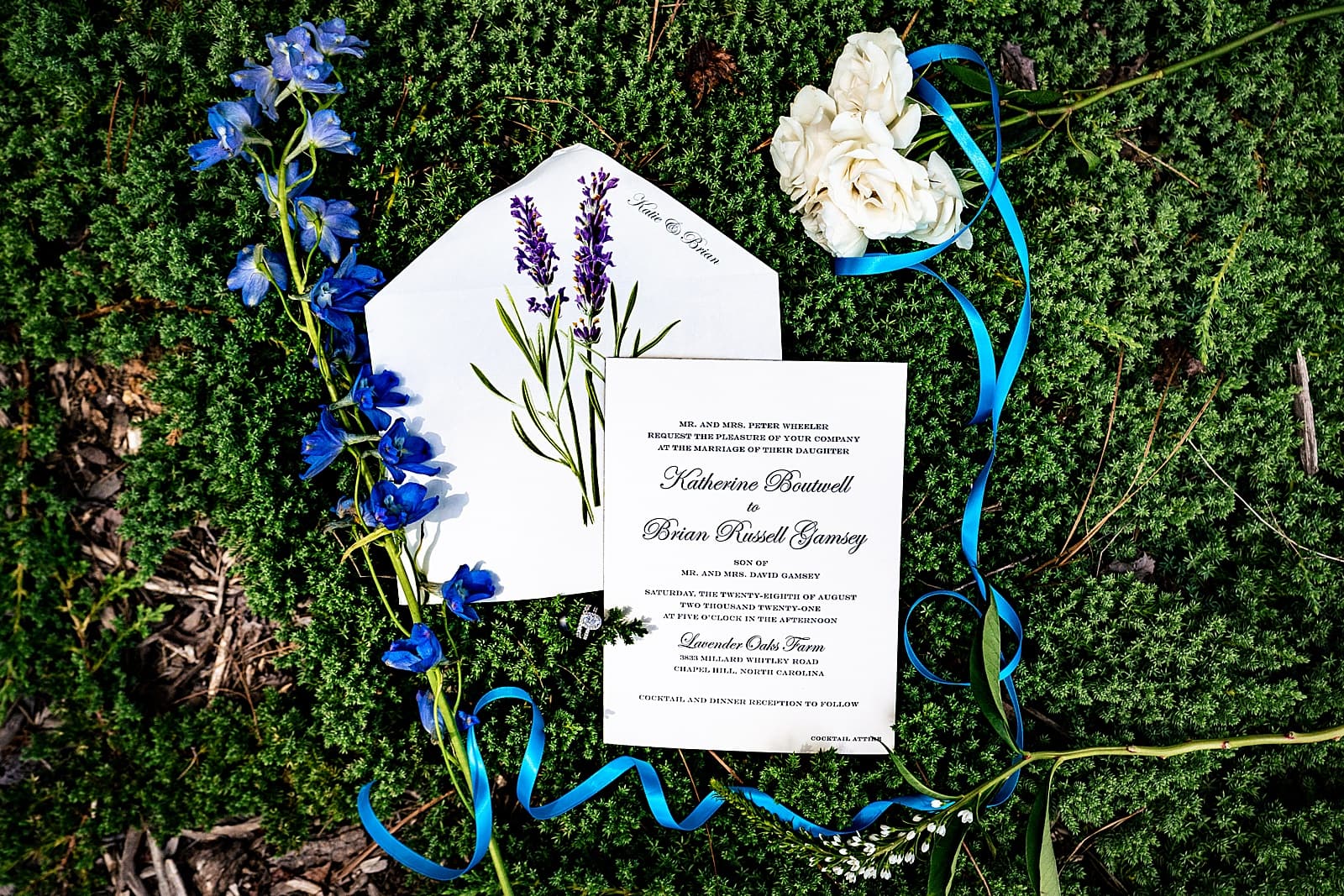 Lavender Oaks inspired wedding invitation