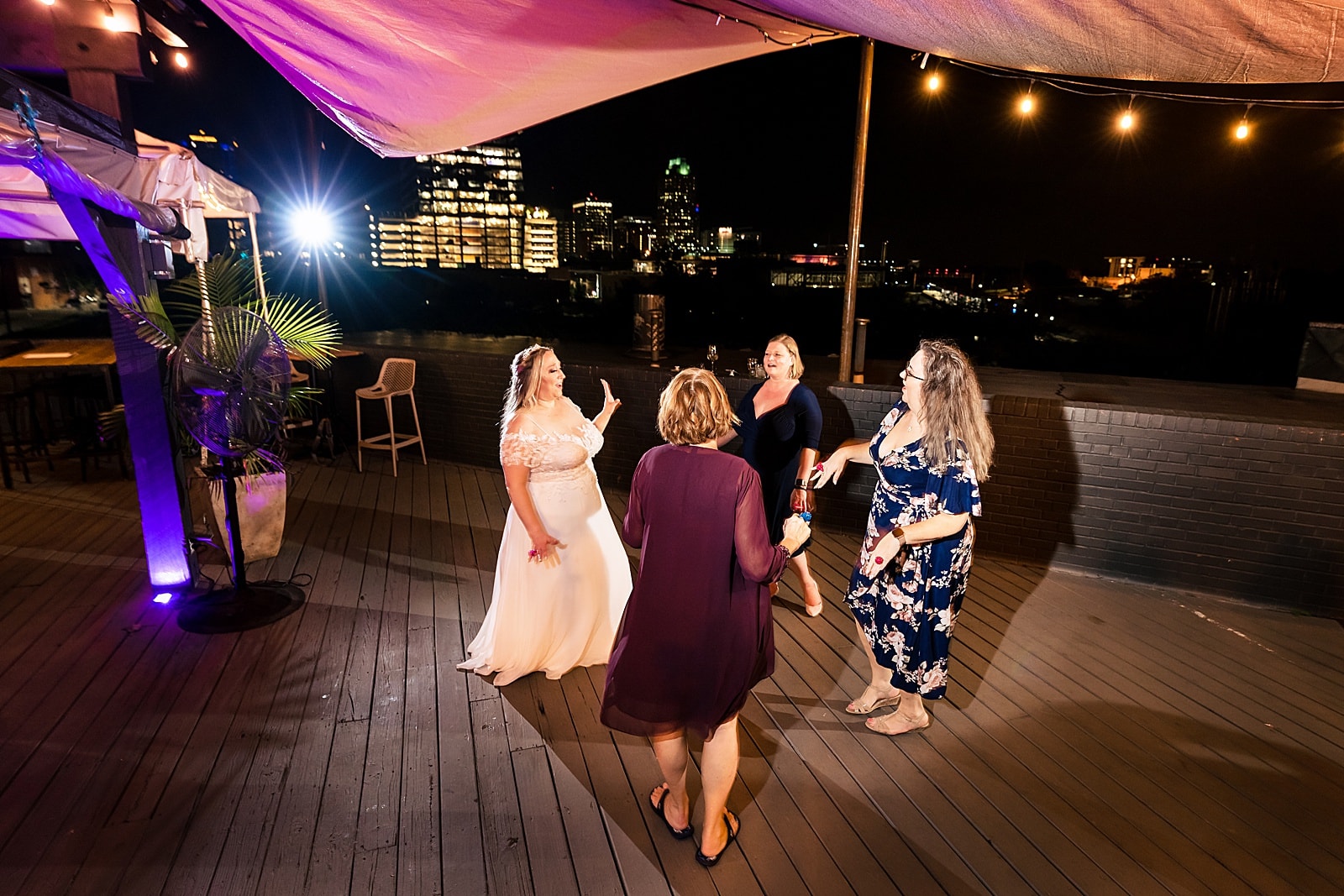 wedding reception overlooking downtown Raleigh at Wye Hill Kitchen