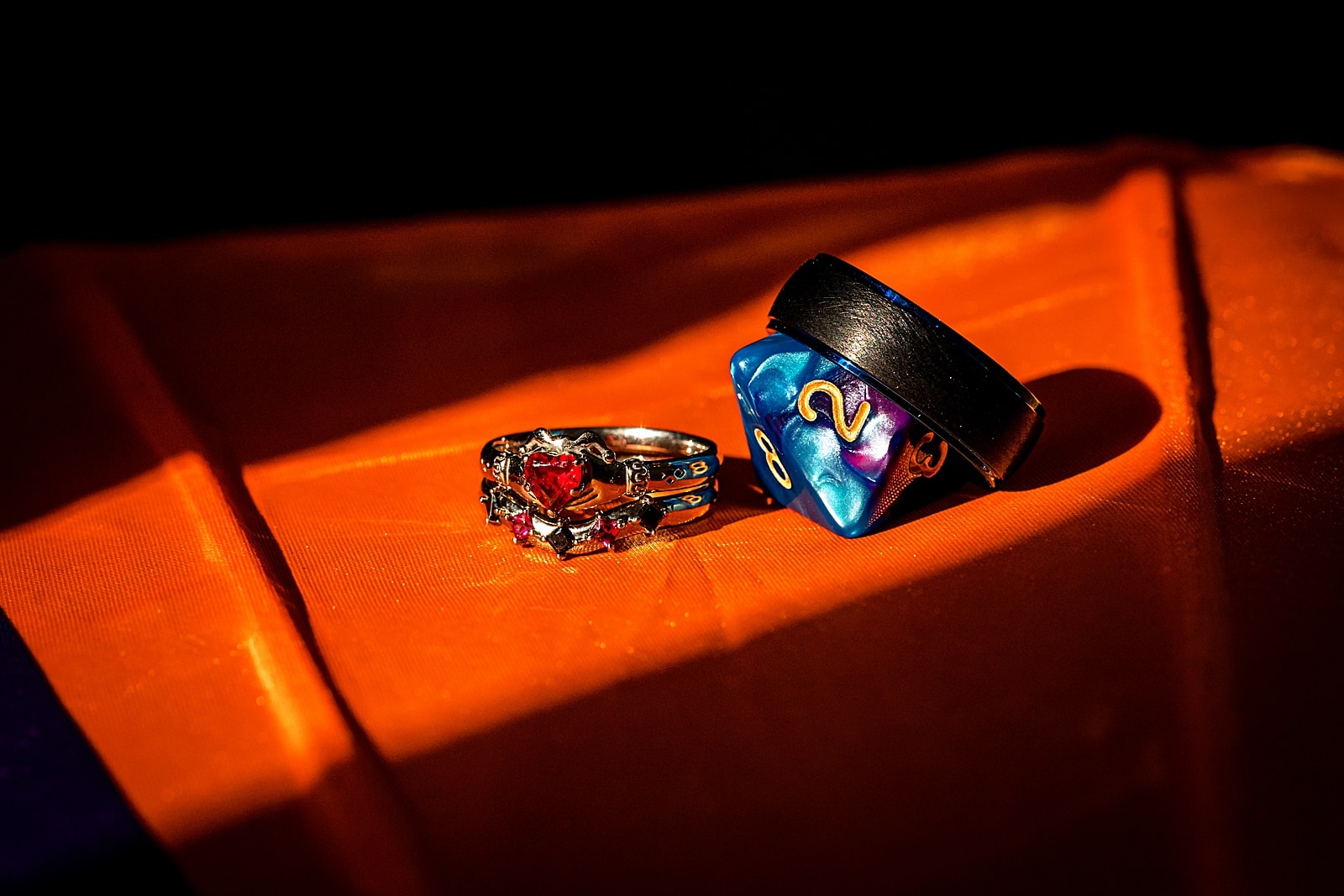 Harley Quinn themed claddagh engagement ring