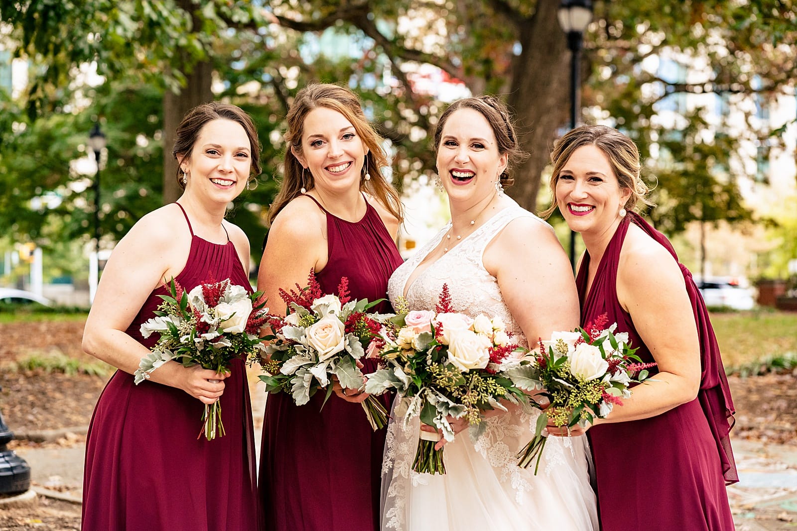 this wedding party walked (and scootered) all around downtown Raleigh for gorgeous wedding photos