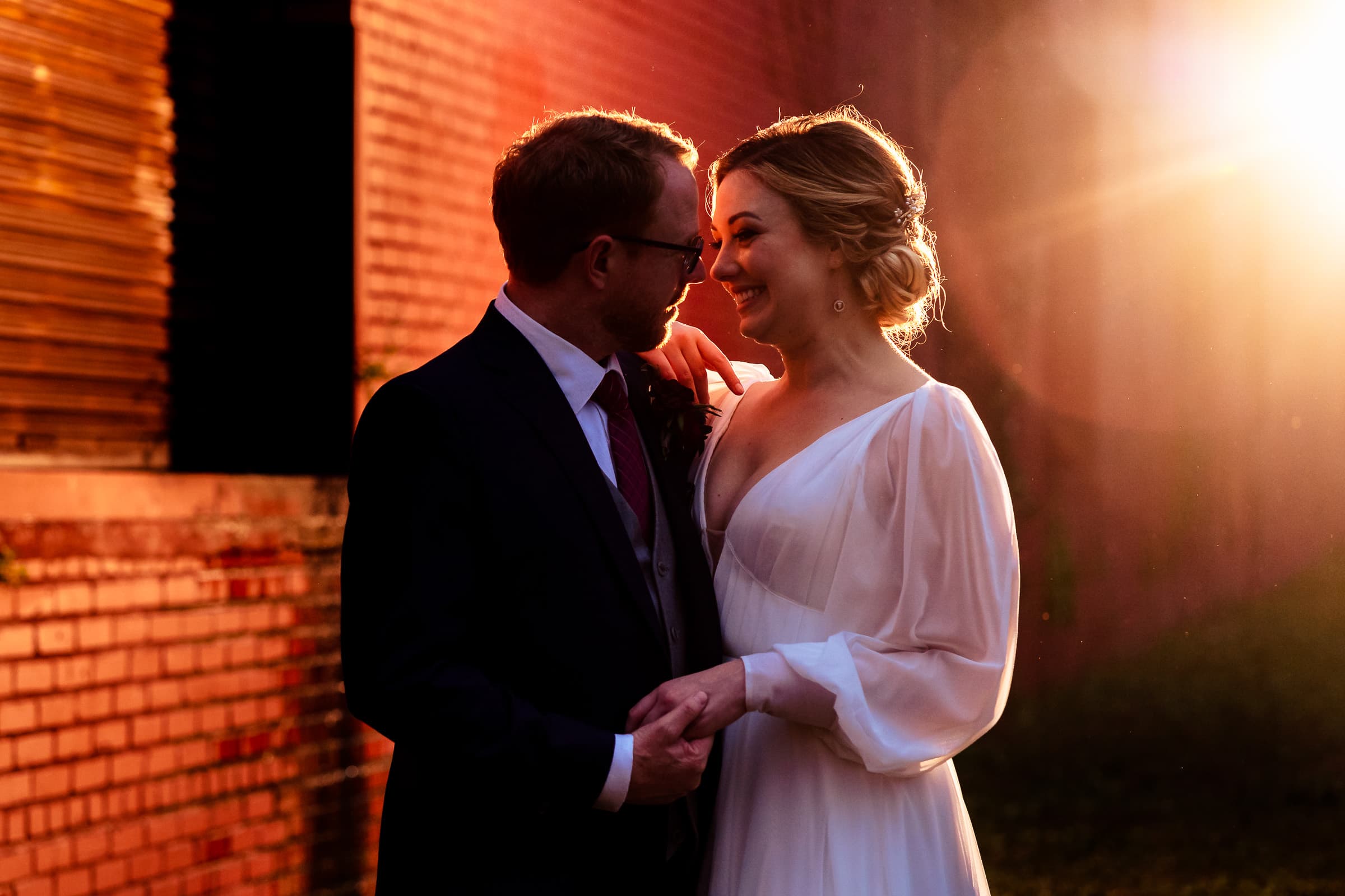 Golden Hour wedding portrait at Historic Raleigh venue | photos by Kivus & Camera