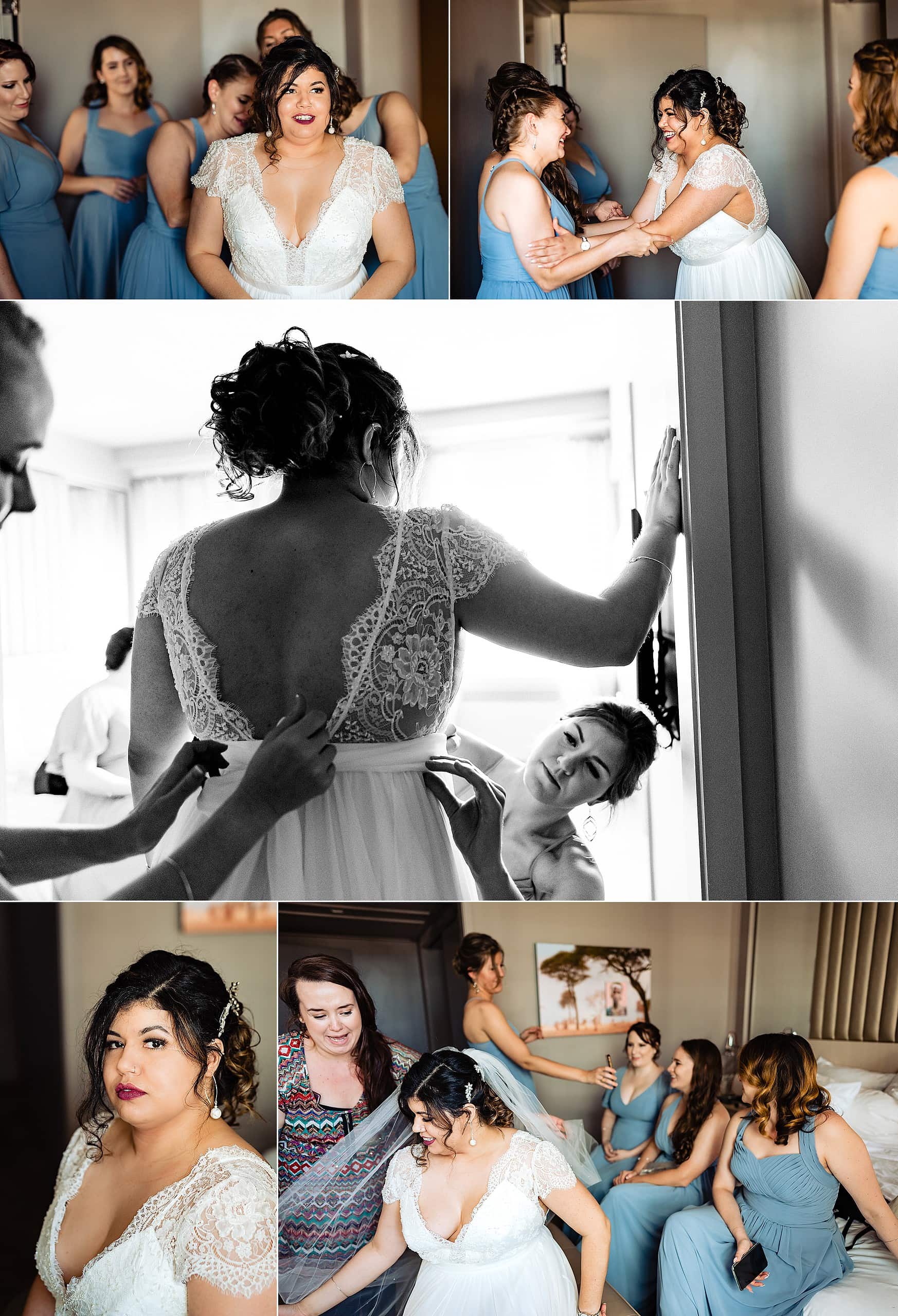 Bride Prep in downtown Durham | 21C Wedding, 21C Durham, Multicultural wedding, Durham wedding, Durham wedding photographers | kivusandcamera.com