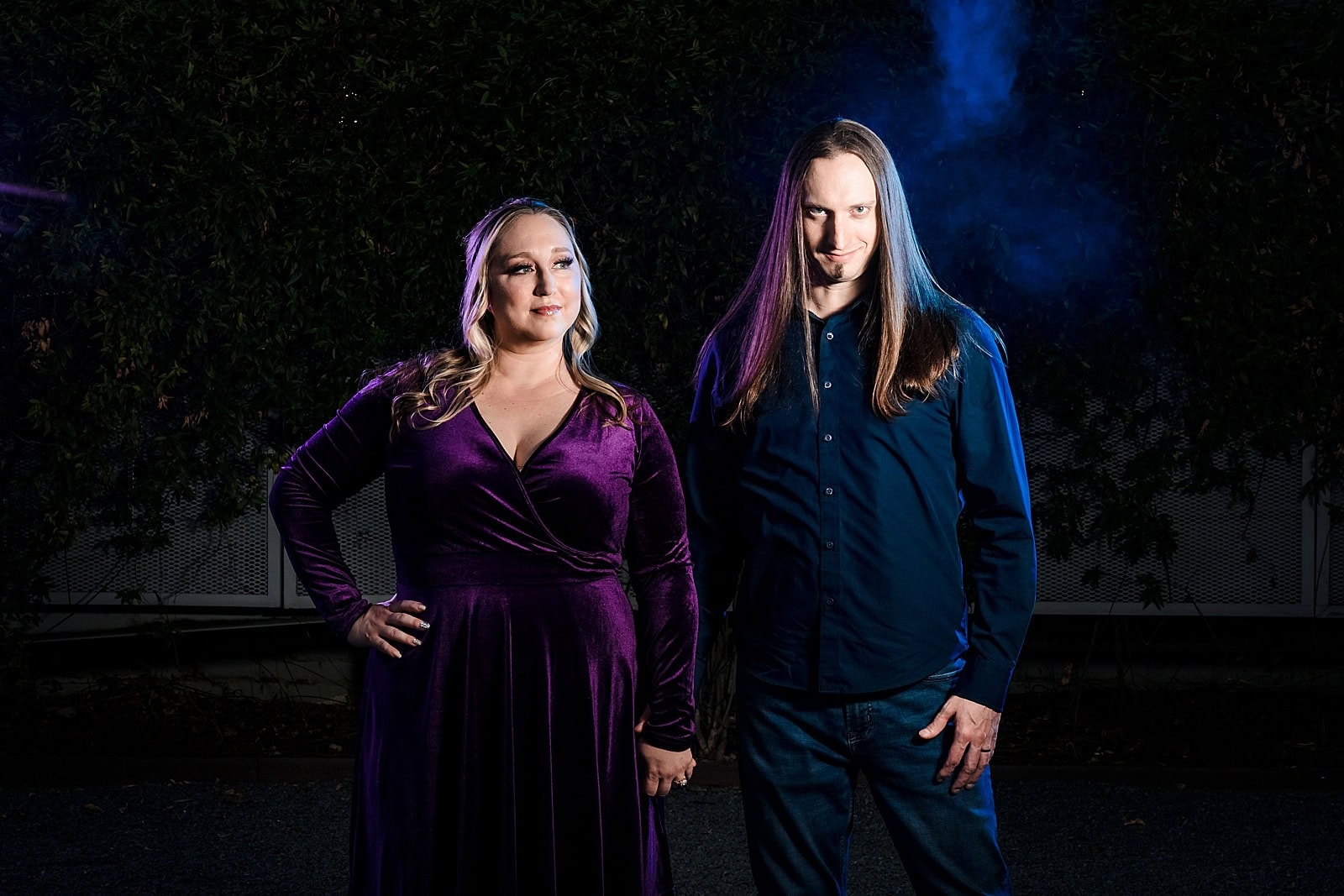 after dark engagement photo session - creative lighting and dramatic portraits