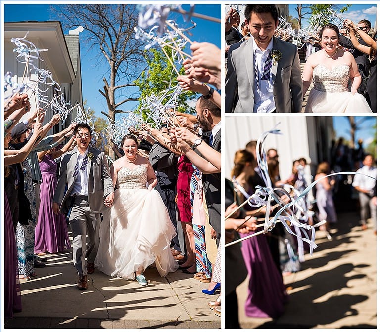 UNC pom pom wedding exit